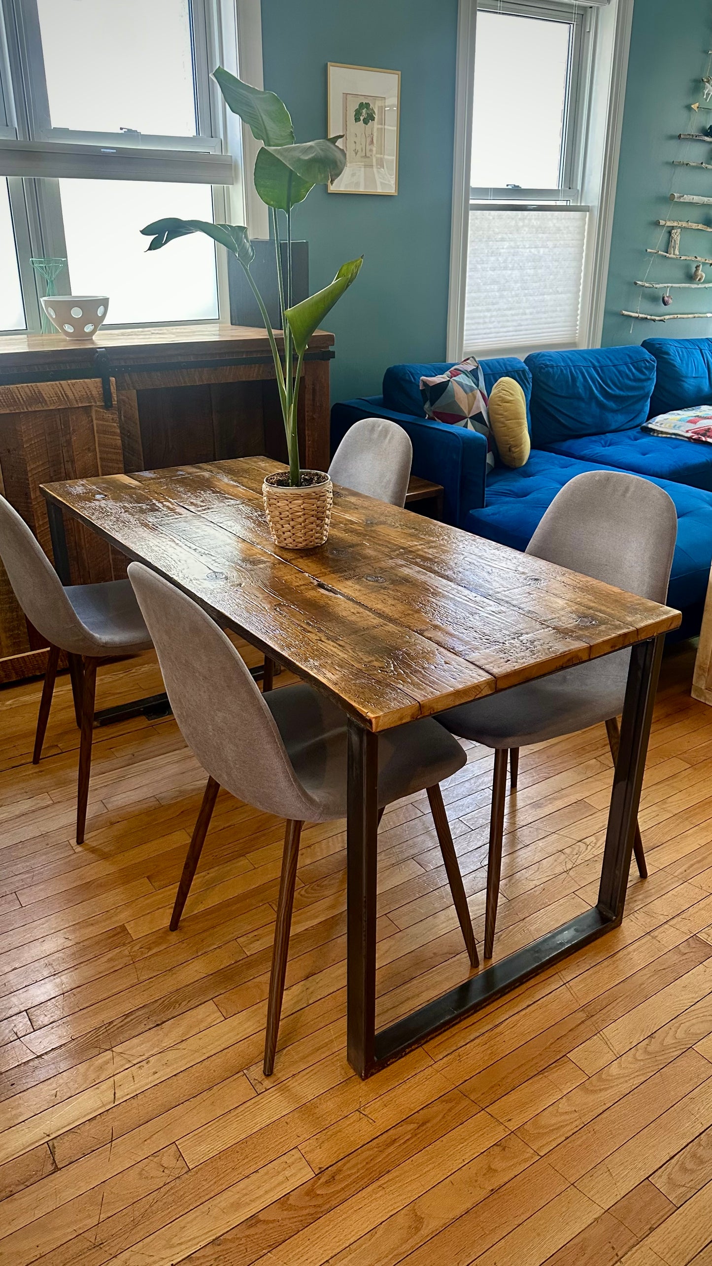 5’ L Rustic Wood + Steel Dining Table (or Desk)