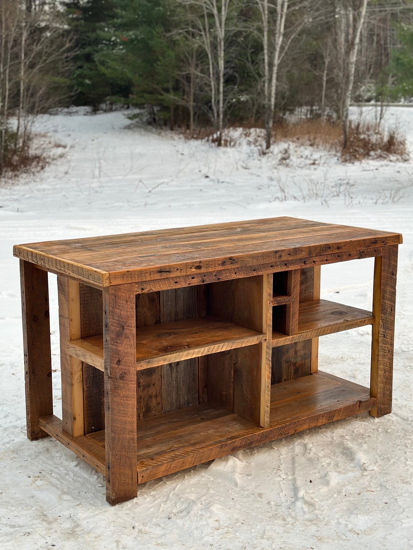 5 1/2’ L Rustic Reclaimed Wood Kitchen Island