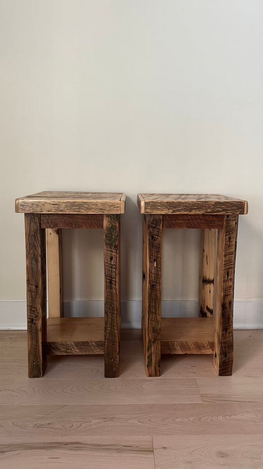 2 x Rustic Wood Side Tables / Night Stands