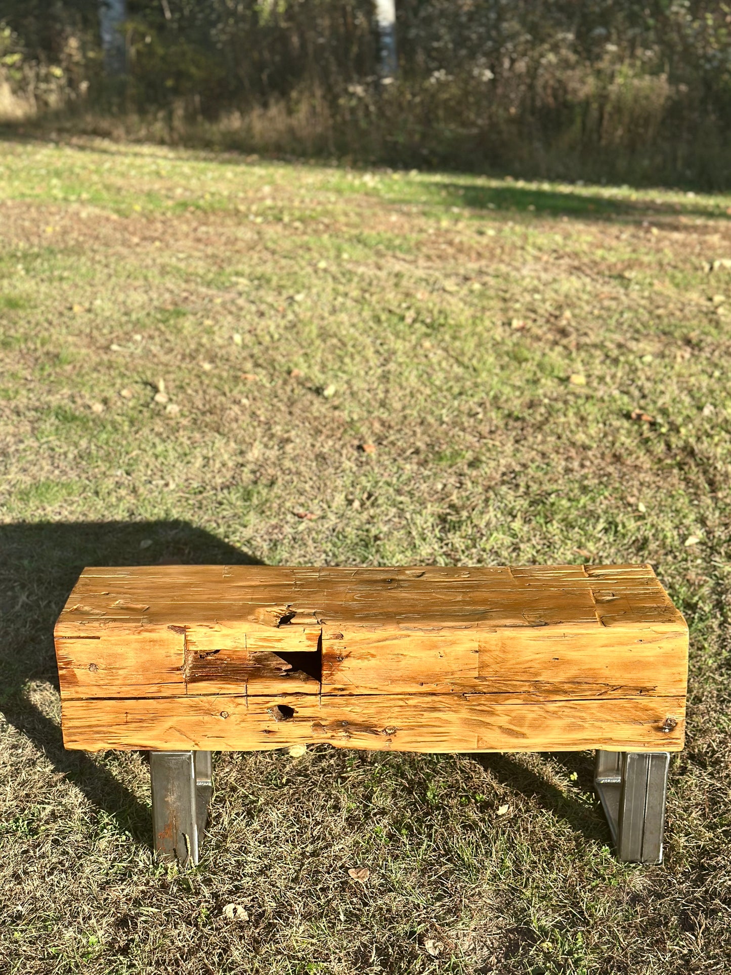 3 1/2’ Rustic Reclaimed Barn Beam Bench