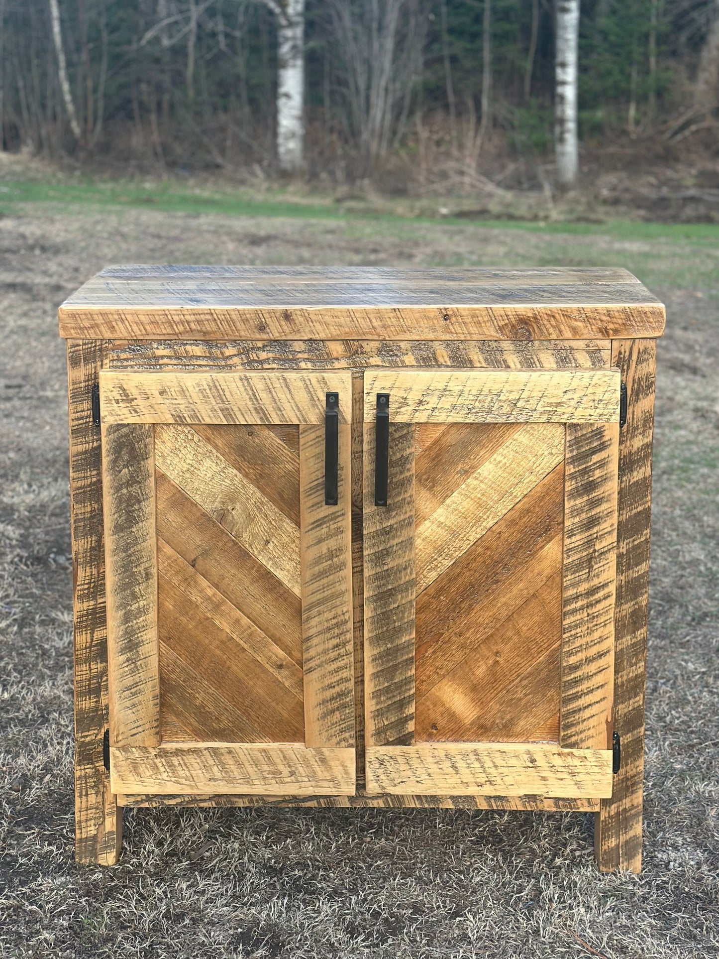 3' L Rustic Wood Bar / Kitchen Cabinet