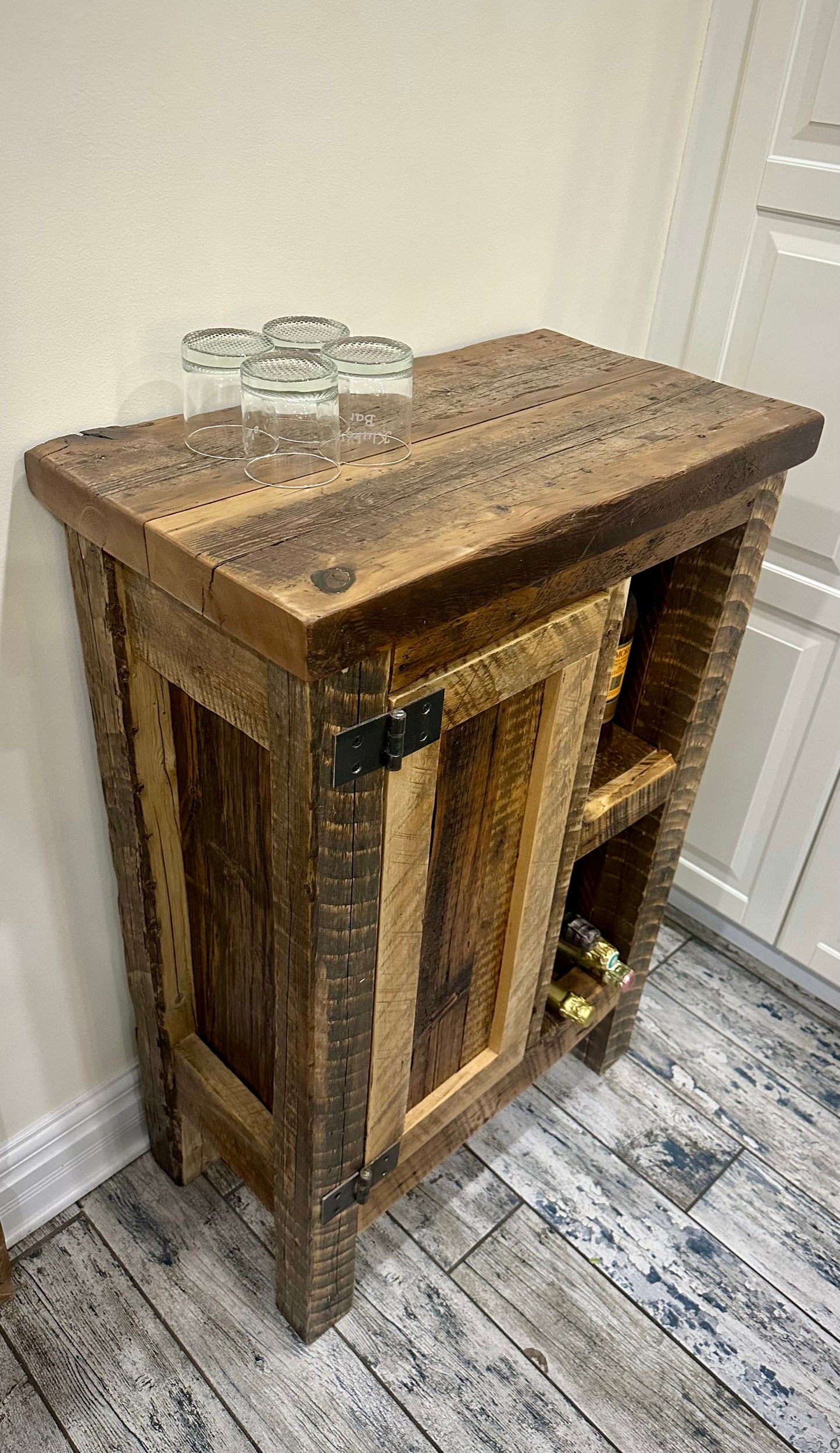 27” L Rustic Wood Bar Height Cabinet