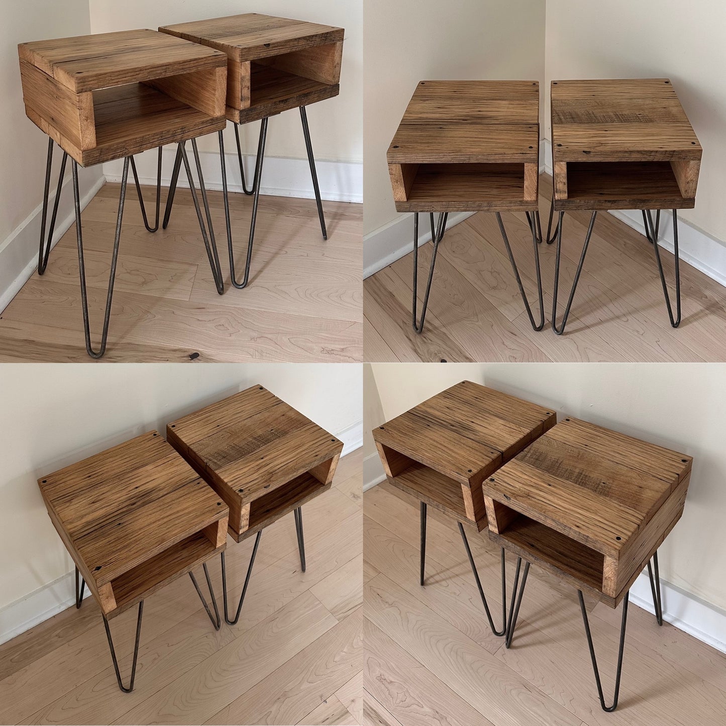2 X Rustic Wood Night Stands / Side Tables