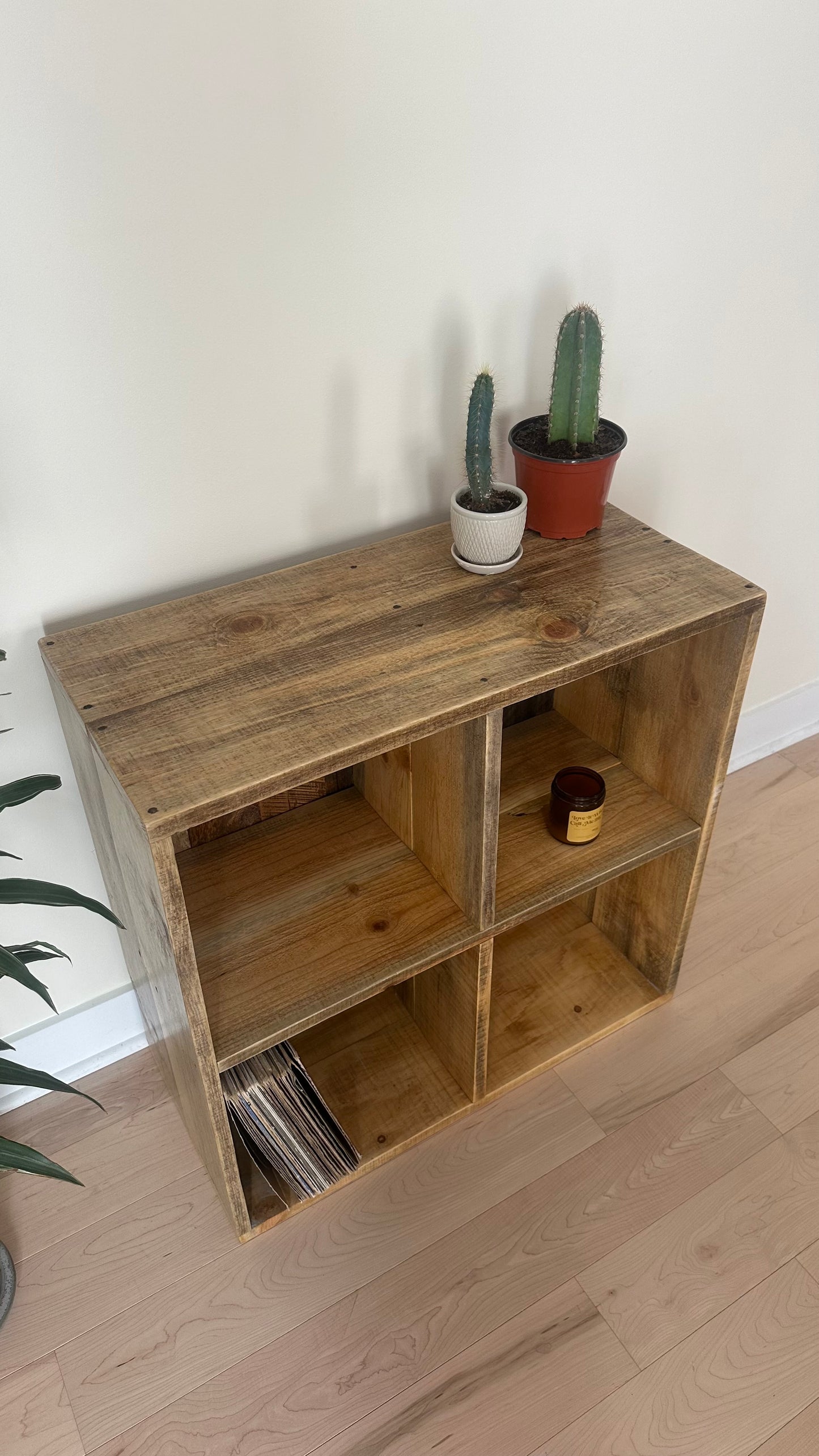 30” L Rustic Wood Cube Table