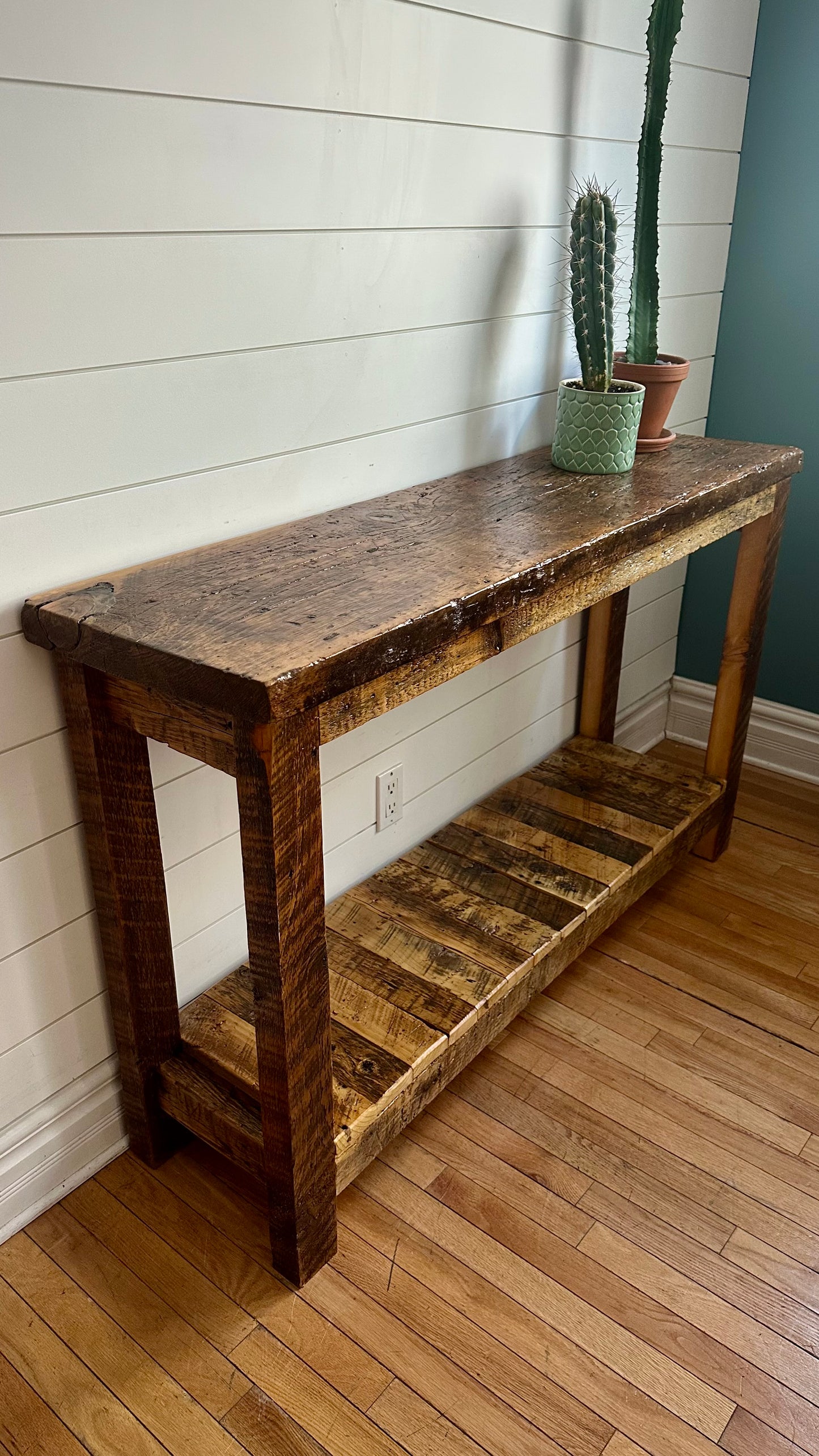 4 1/2’ L Rustic Reclaimed Wood Console Table