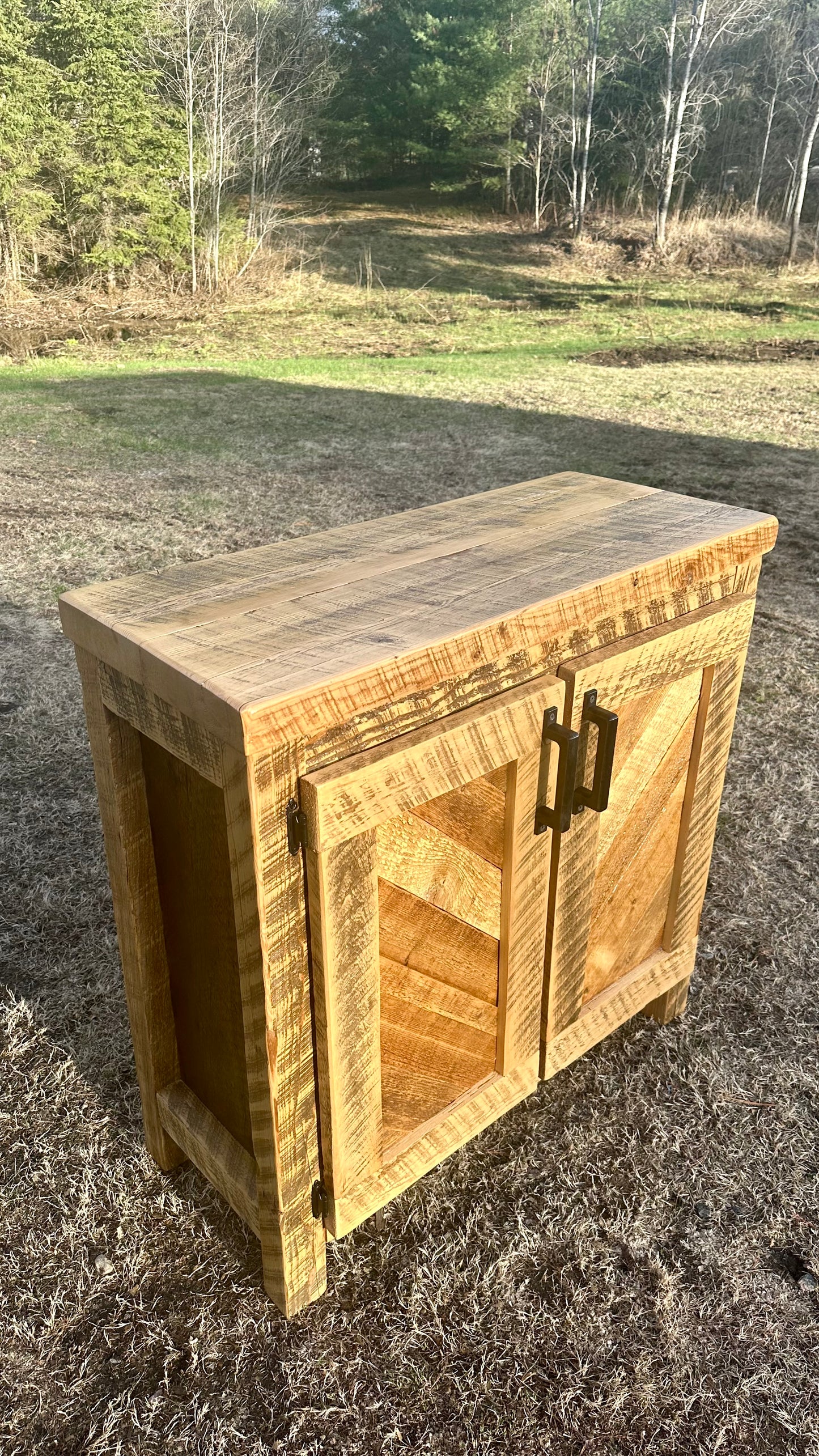 3' L Rustic Wood Bar / Kitchen Cabinet