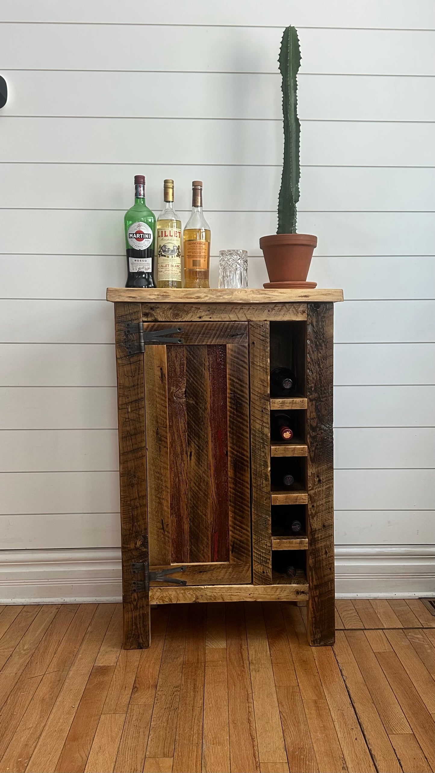 2’ L Rustic Reclaimed Wood Bar Height Cabinet