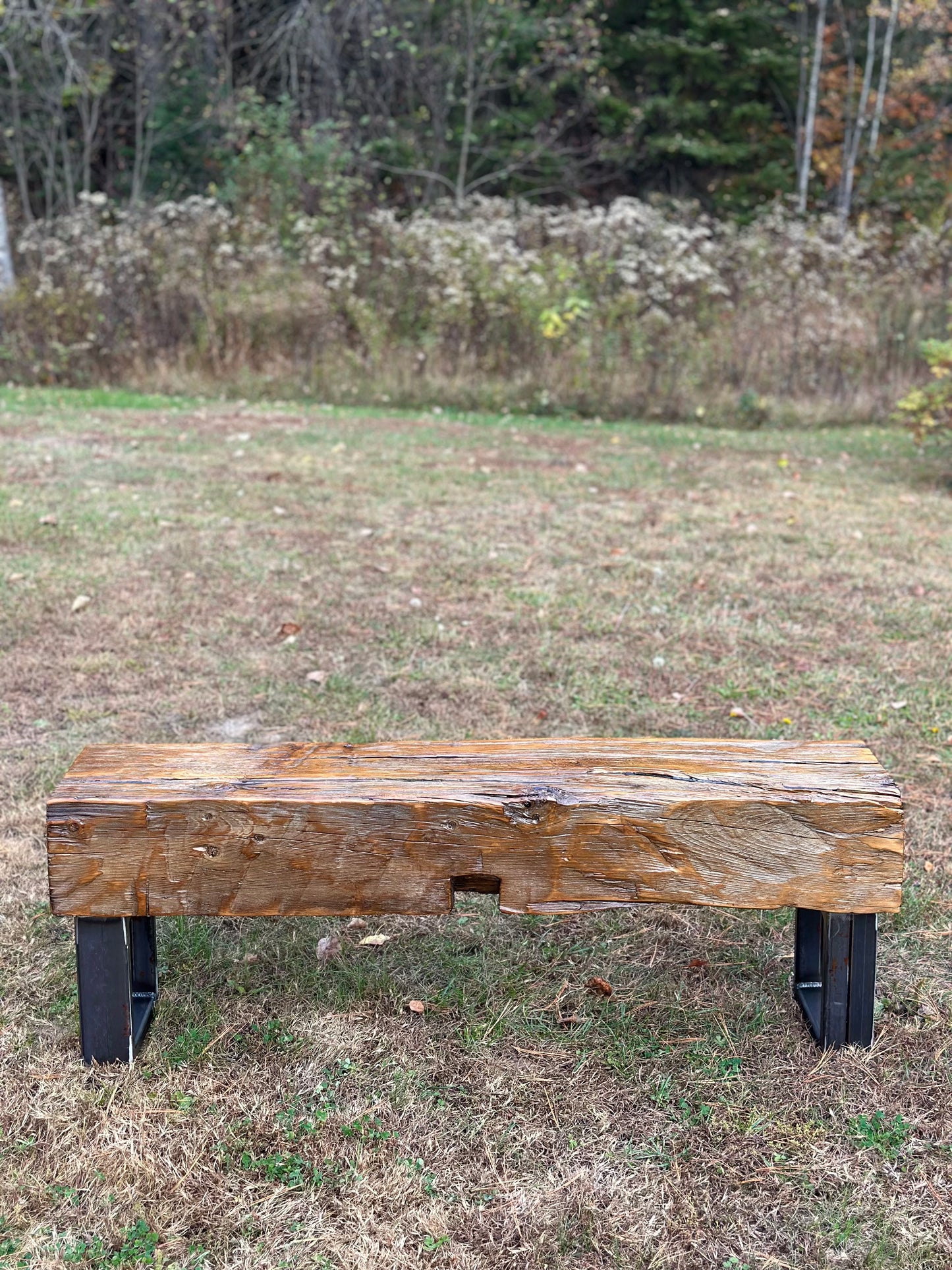 4’ L Rustic Reclaimed Barn Beam Bench
