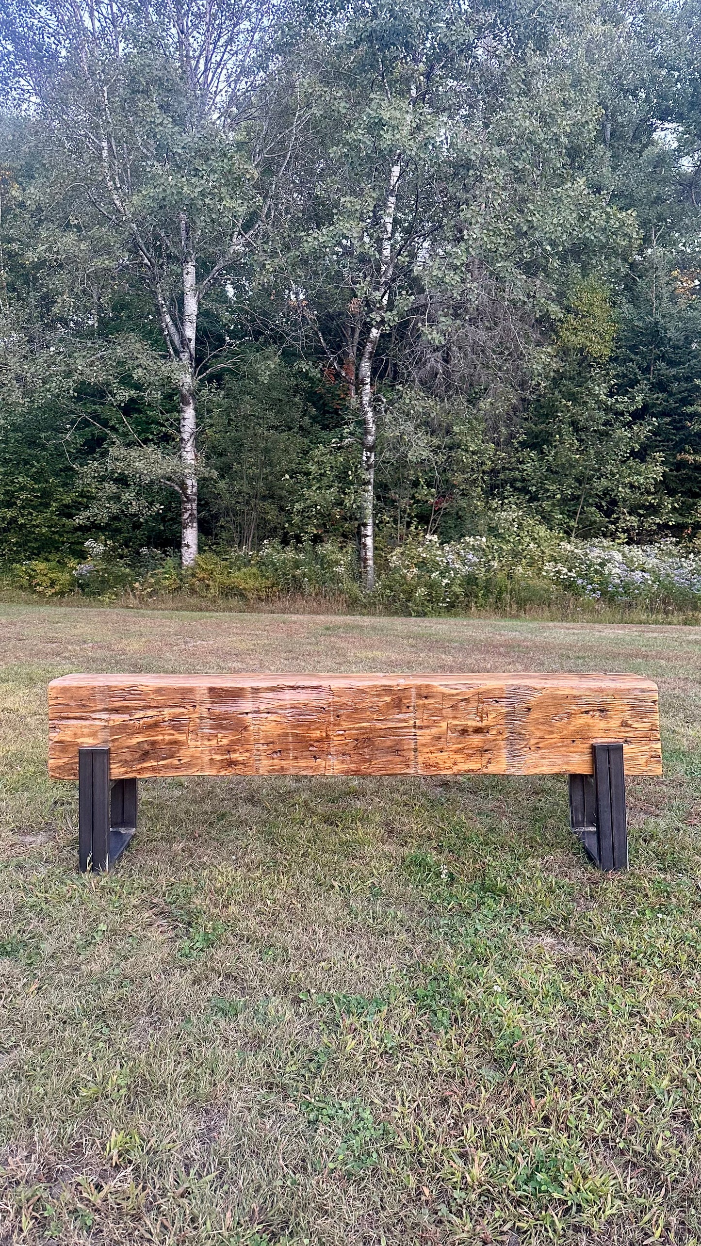 5’ L Rustic Reclaimed Barn Wood Beam Bench / Narrow Table