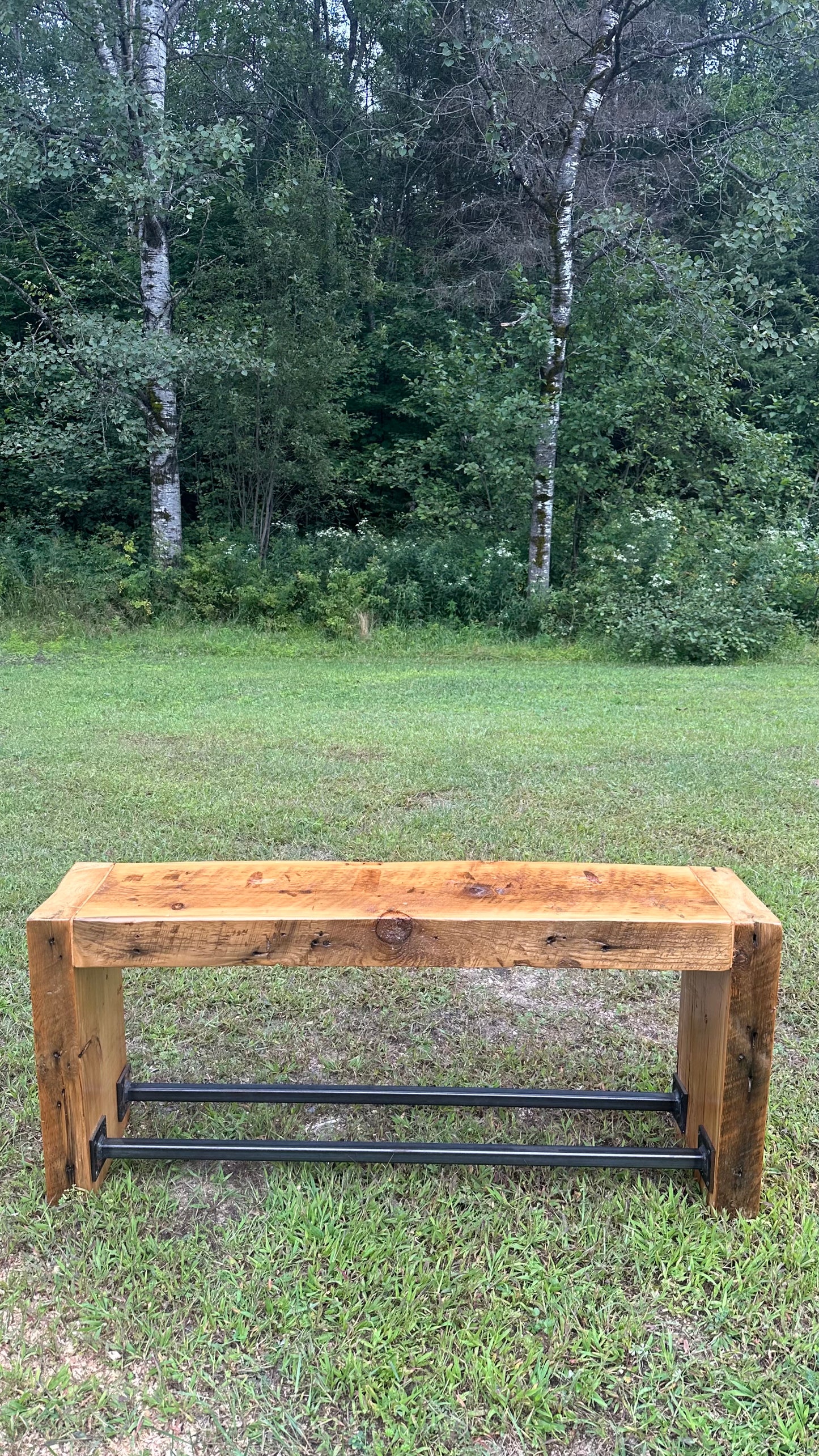 4’ Rustic Wood + Steel Bench