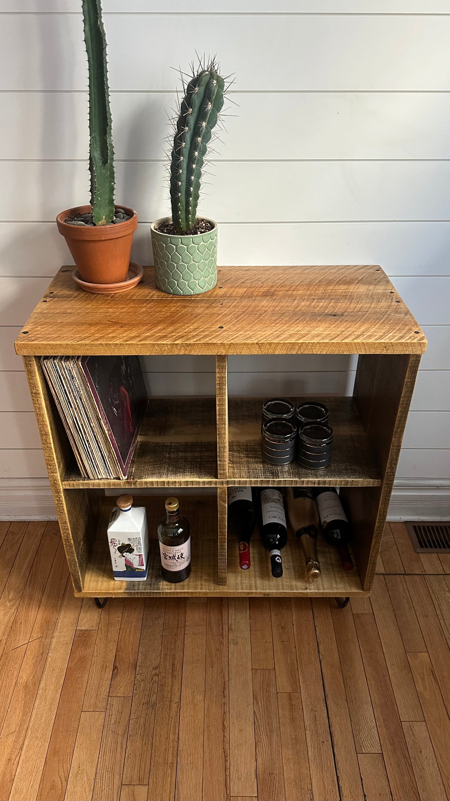 30” L Rustic Wood Cube Table