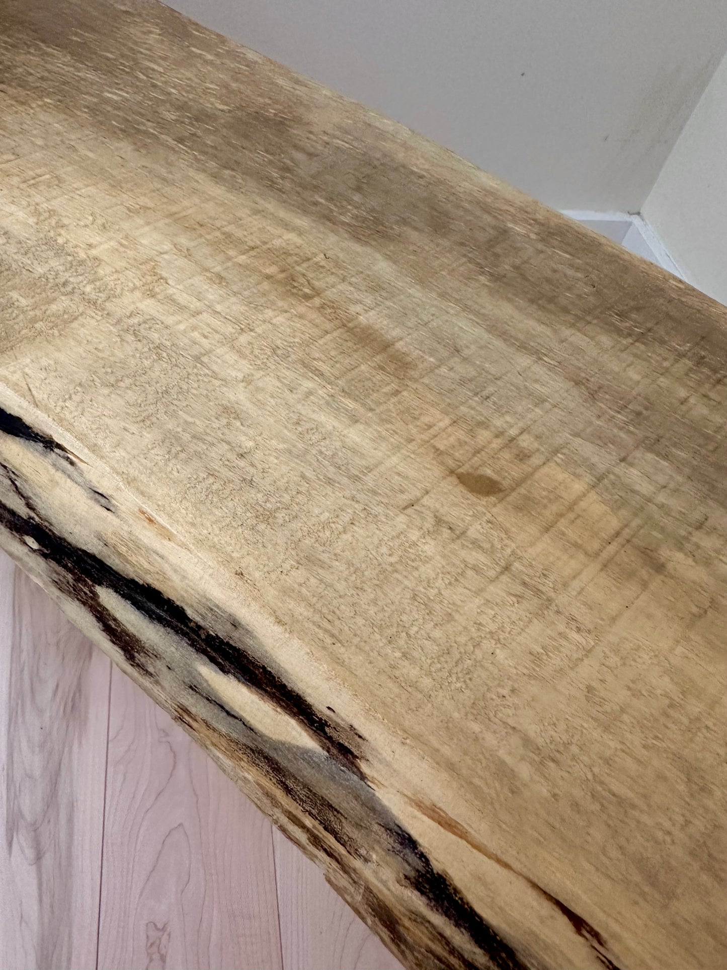 4' L Rustic Live Edge Wood + Steel Bench