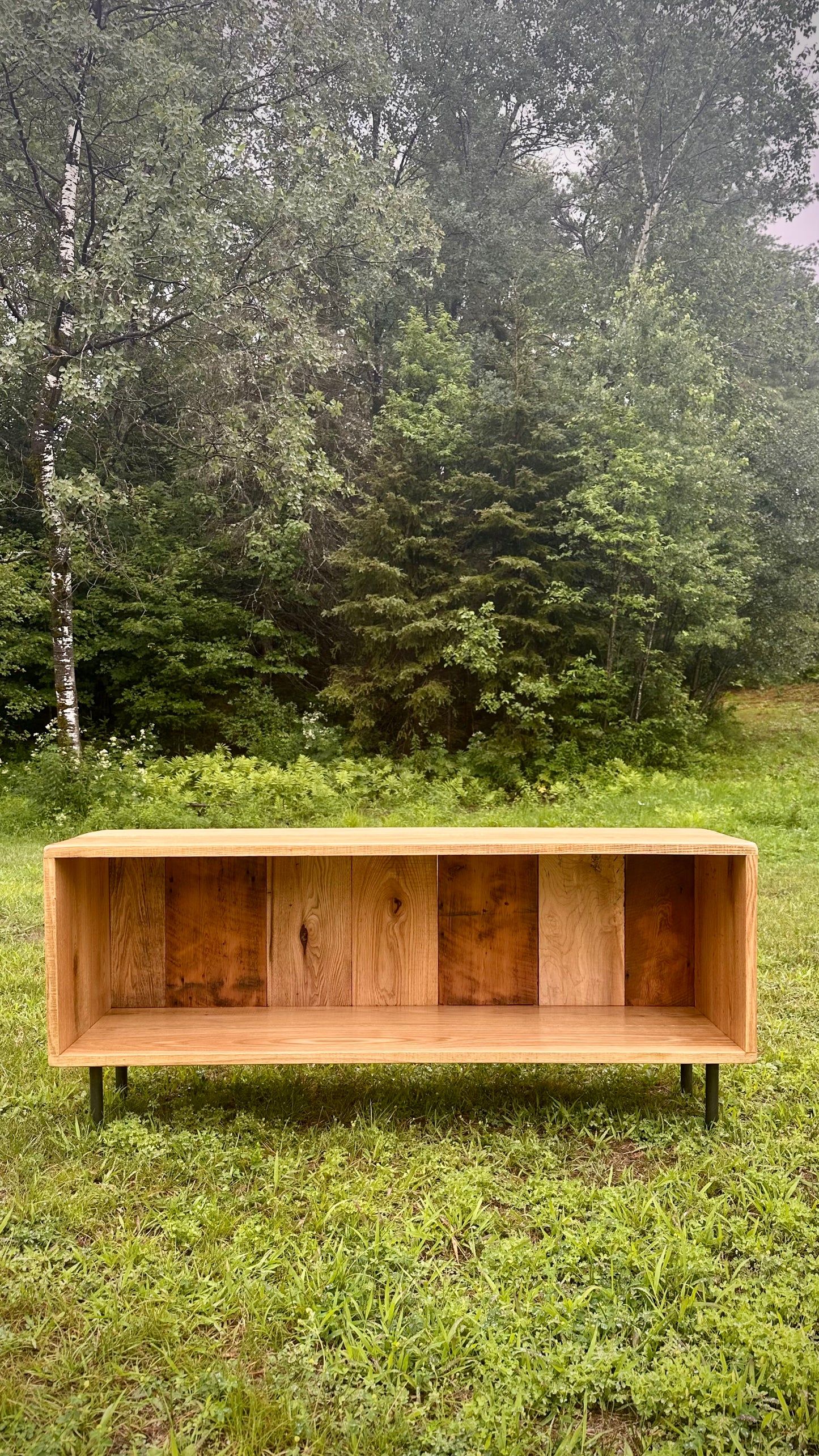 4.5' L Rustic Wood Media Stand