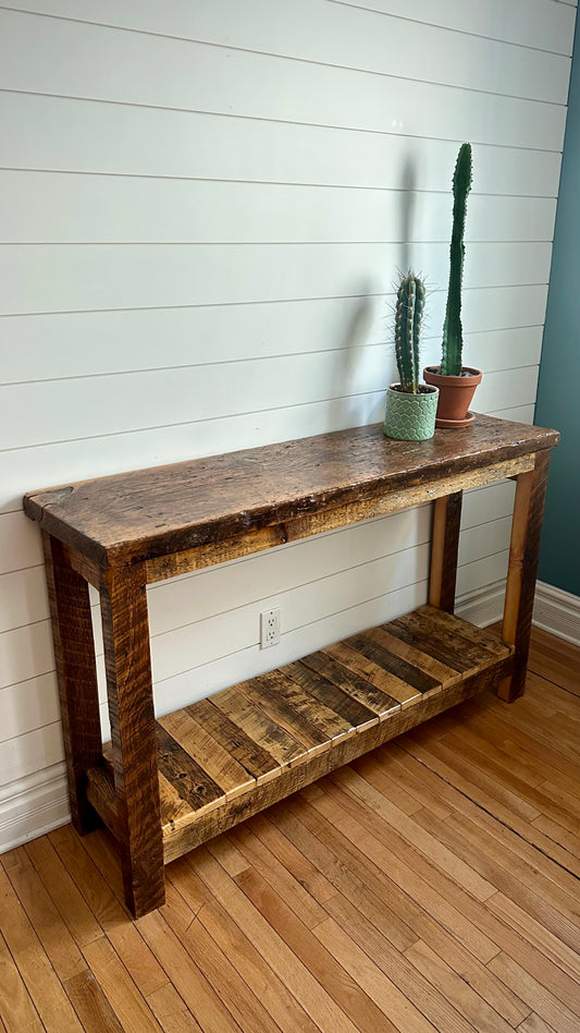 4 1/2’ L Rustic Reclaimed Wood Console Table