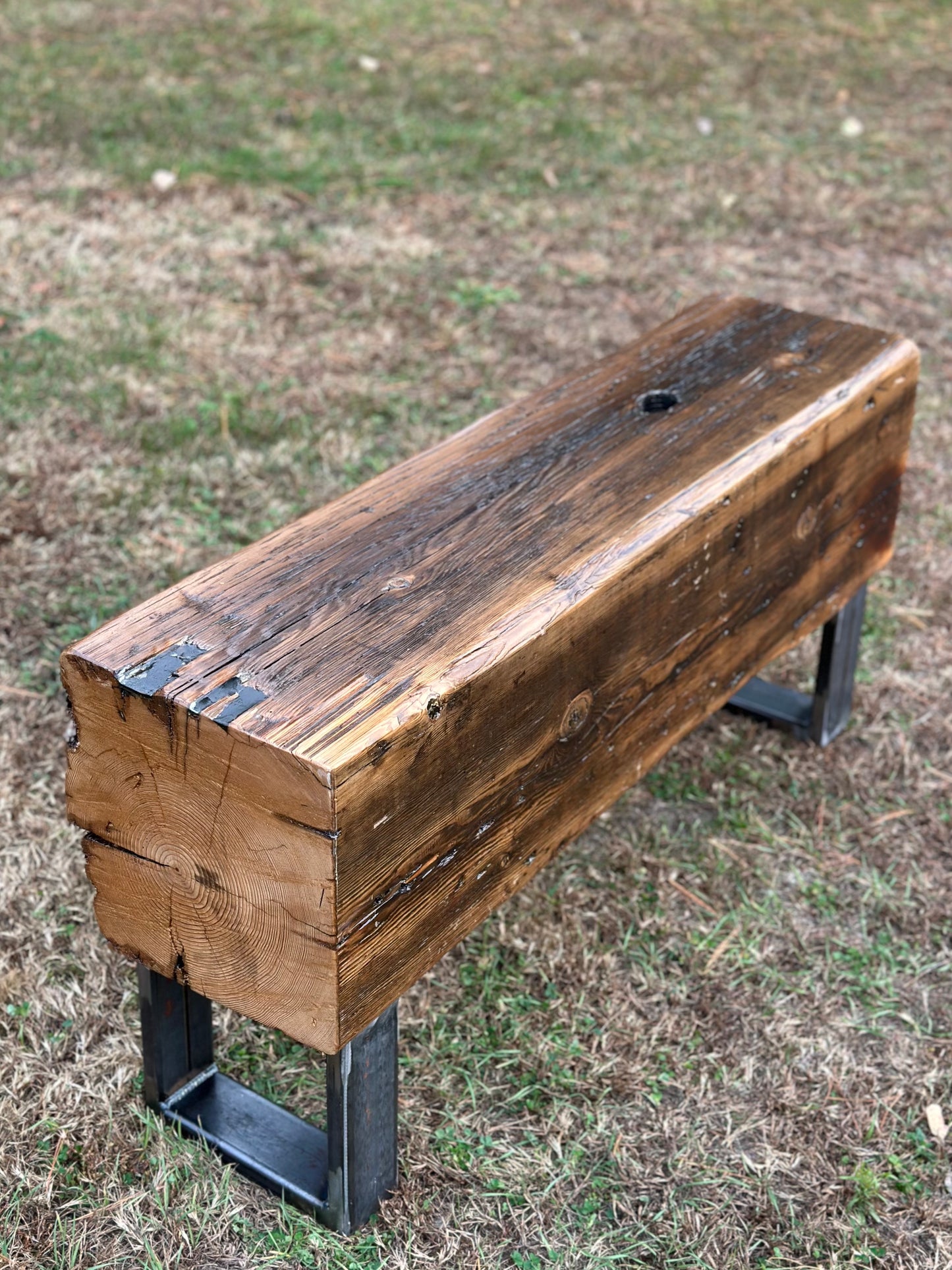 3 1/2’ Rustic Reclaimed Fir Wood Beam Bench