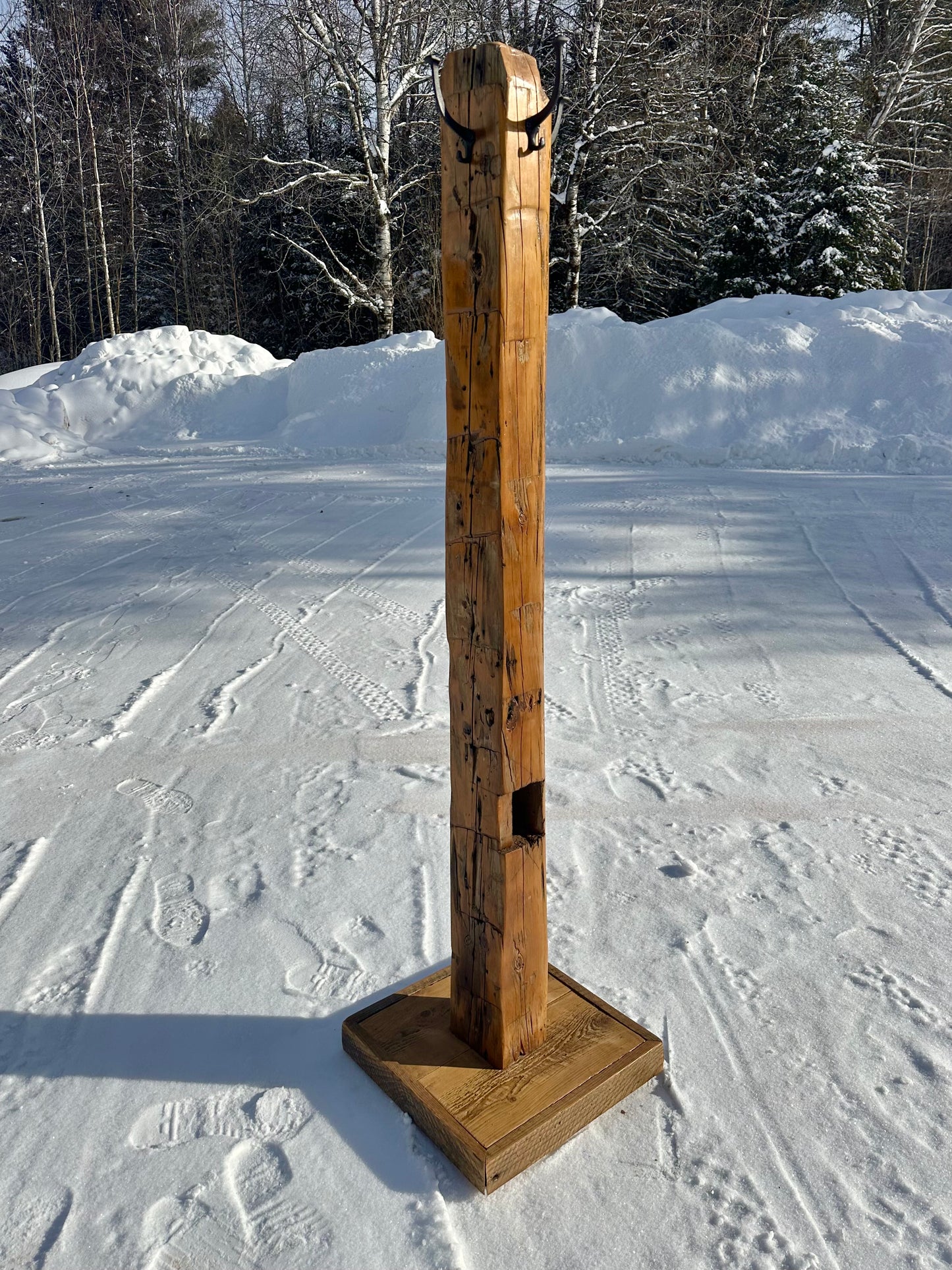 6’ H Rustic Wood Beam Coat Tree
