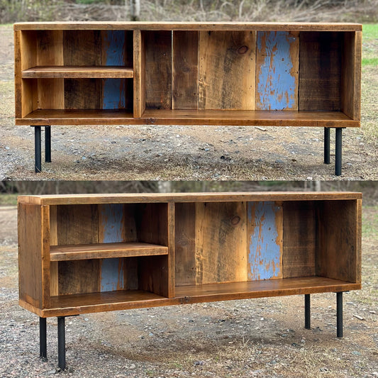 Rustic Reclaimed Wood Media Stand / Table on Pin legs