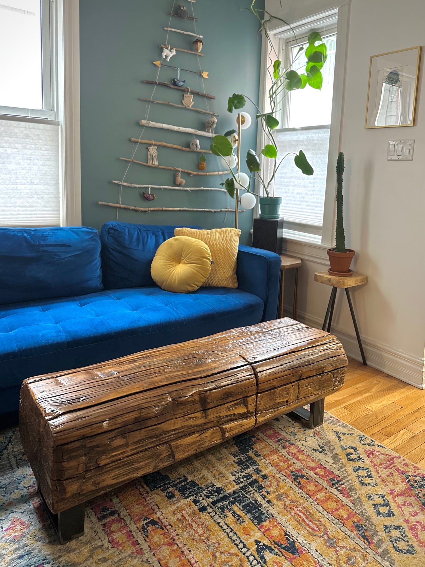 4’ L Rustic Reclaimed Barn Wood Beam Bench / Coffee Table