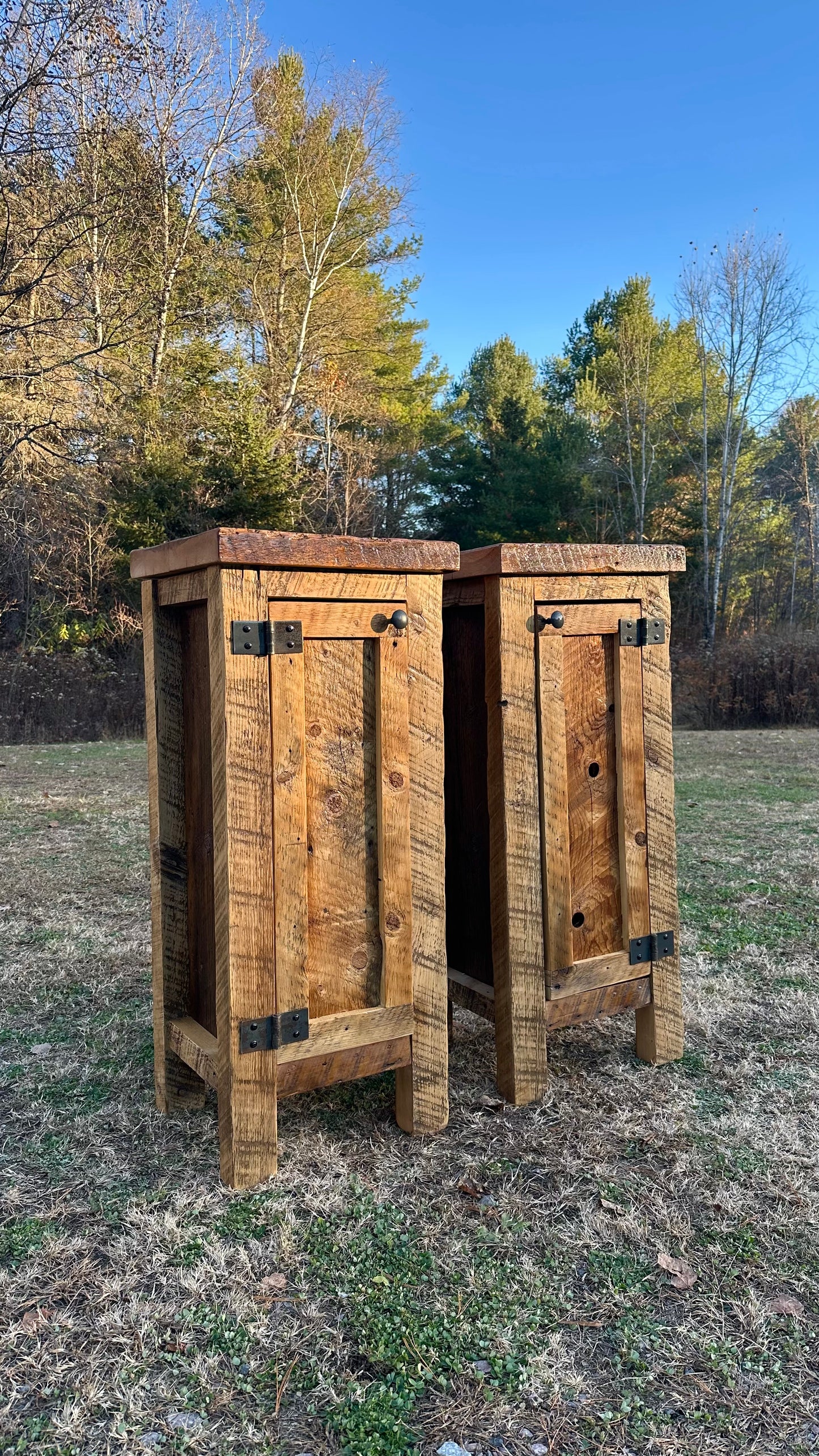 2 x Rustic Wood Cabinets / Night Stands
