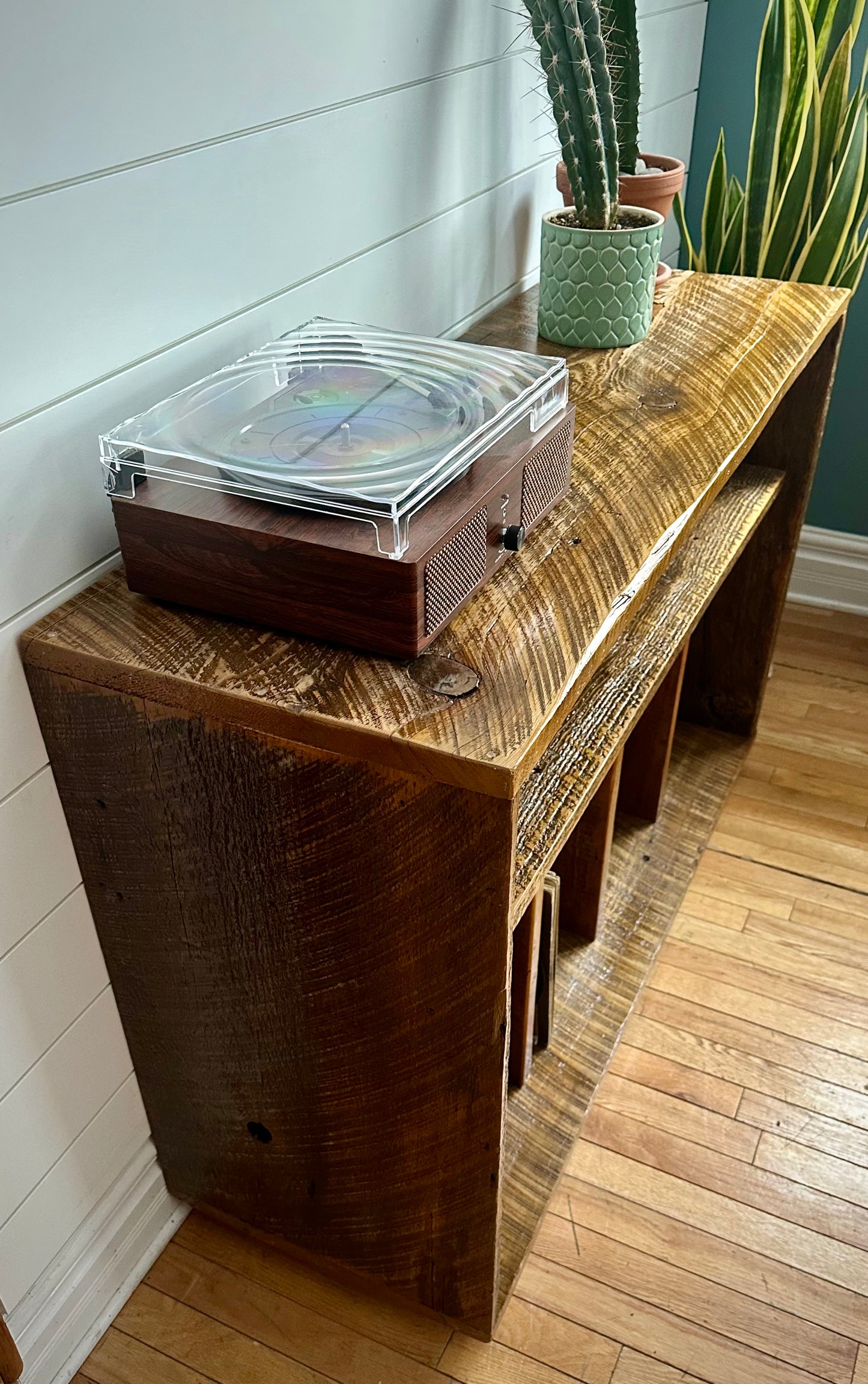 4’ L Rustic Wood Media Table / Stand
