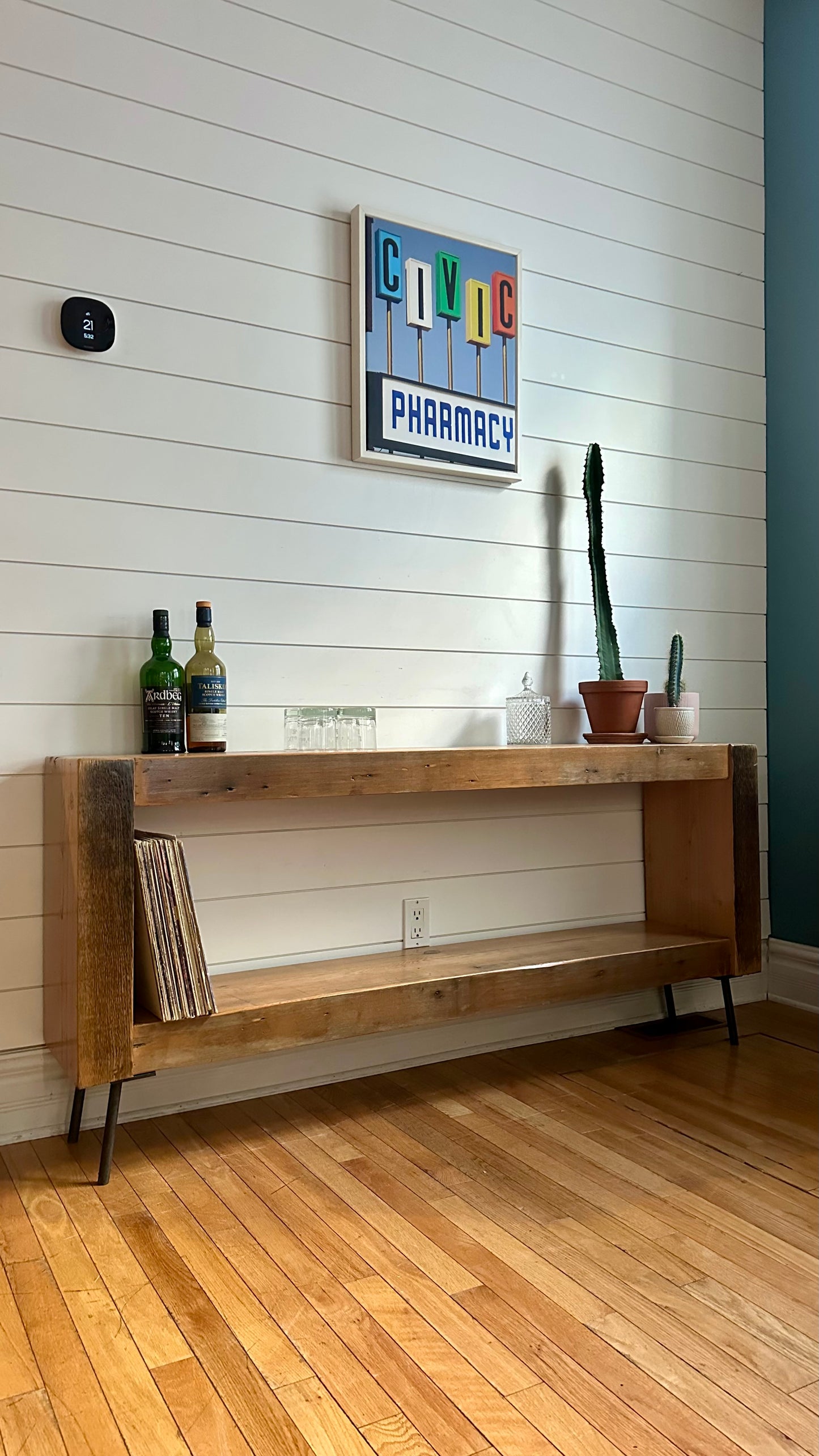 Rustic Reclaimed Wood Minimalist Media Stand