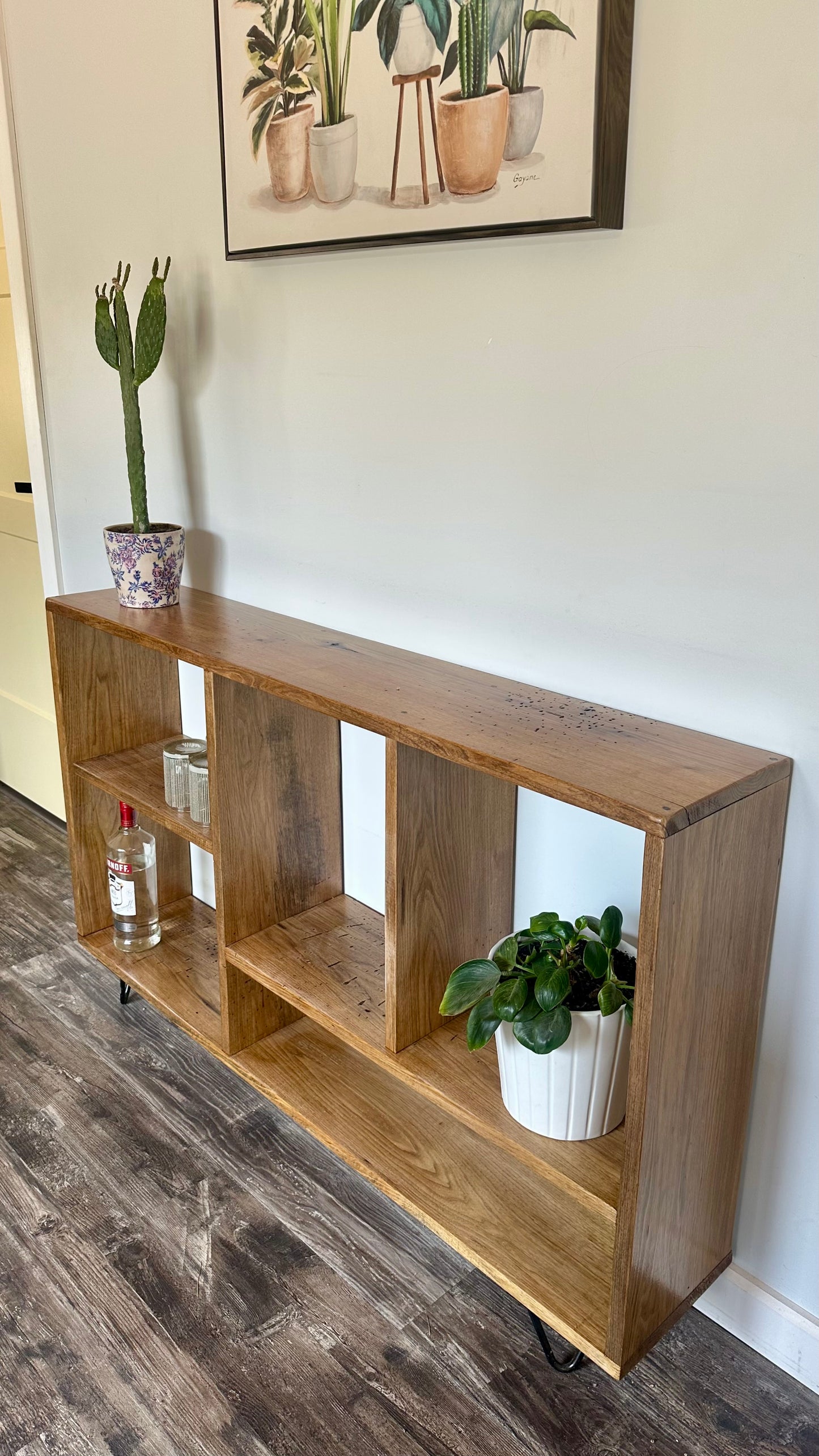 4 1/2’ L Rustic Butternut Wood Narrow Console Table
