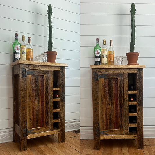 2’ L Rustic Reclaimed Wood Bar Height Cabinet