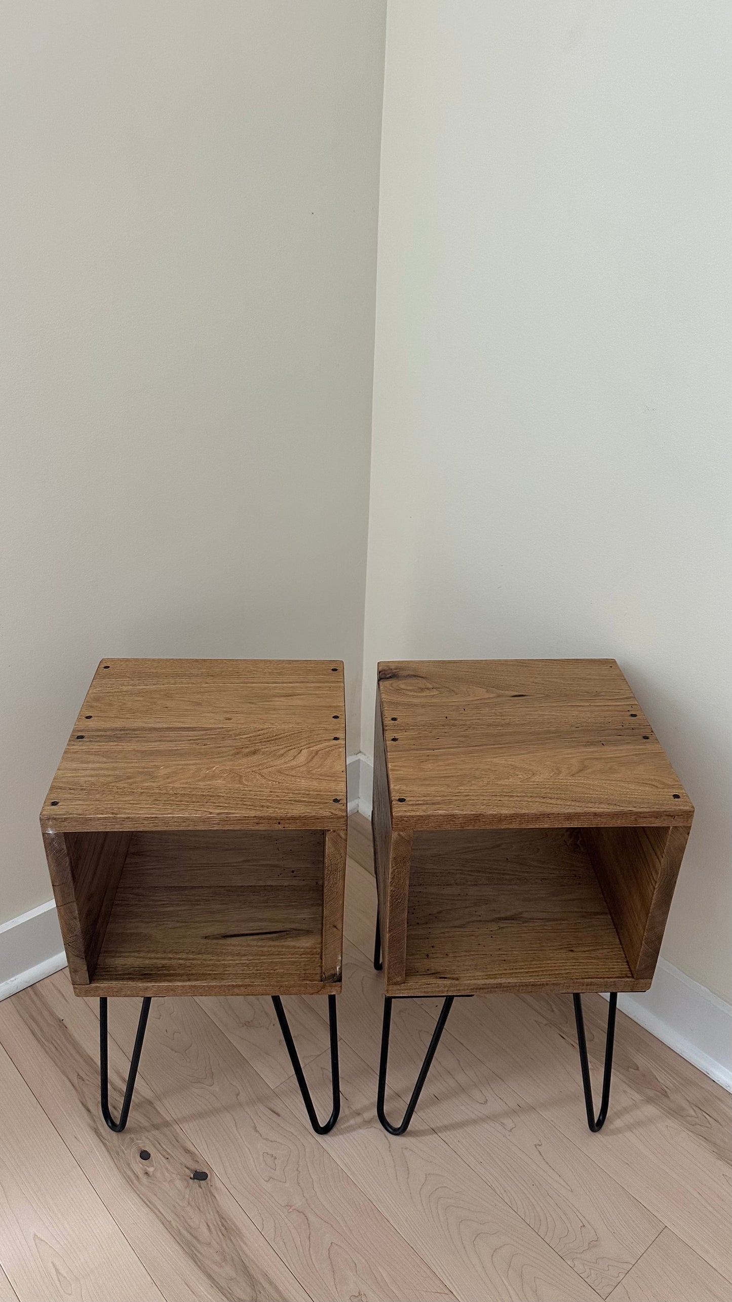 2 x Rustic Wood Side Tables / Night Stands
