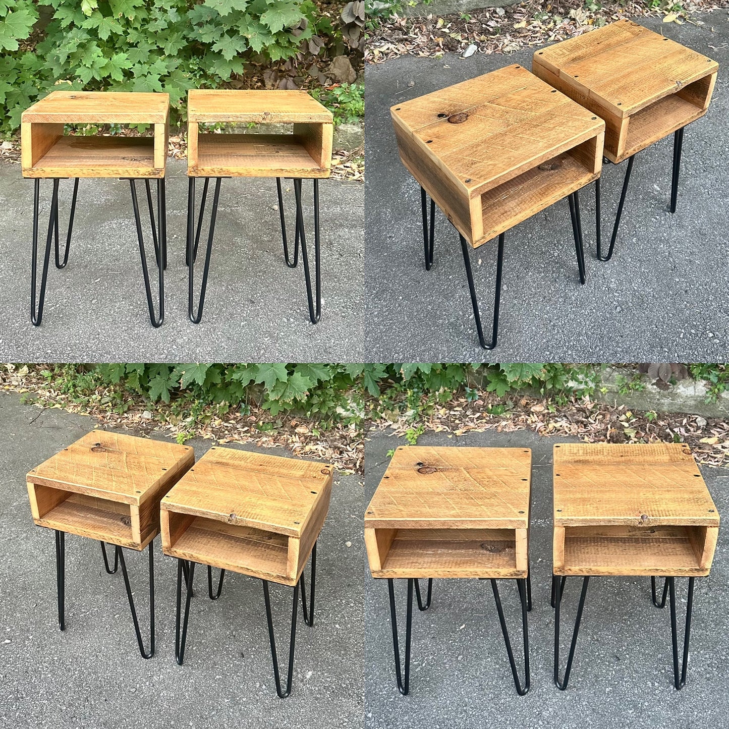 2 x Rustic Reclaimed Wood Night Stands / Side Tables