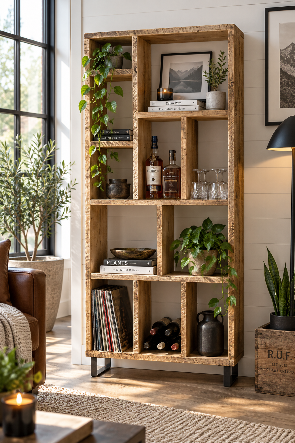6' H Rustic Wood Bookcase / Shelf