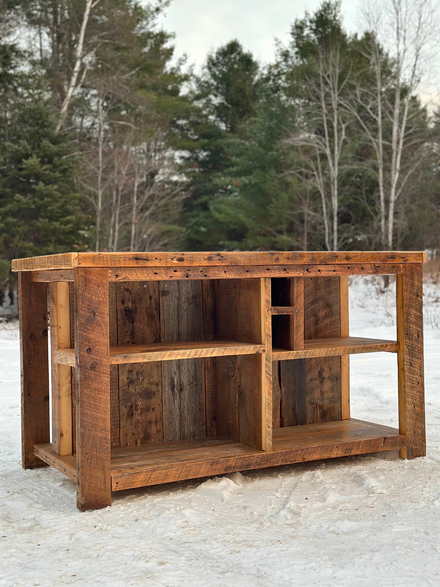 5 1/2’ L Rustic Reclaimed Wood Kitchen Island