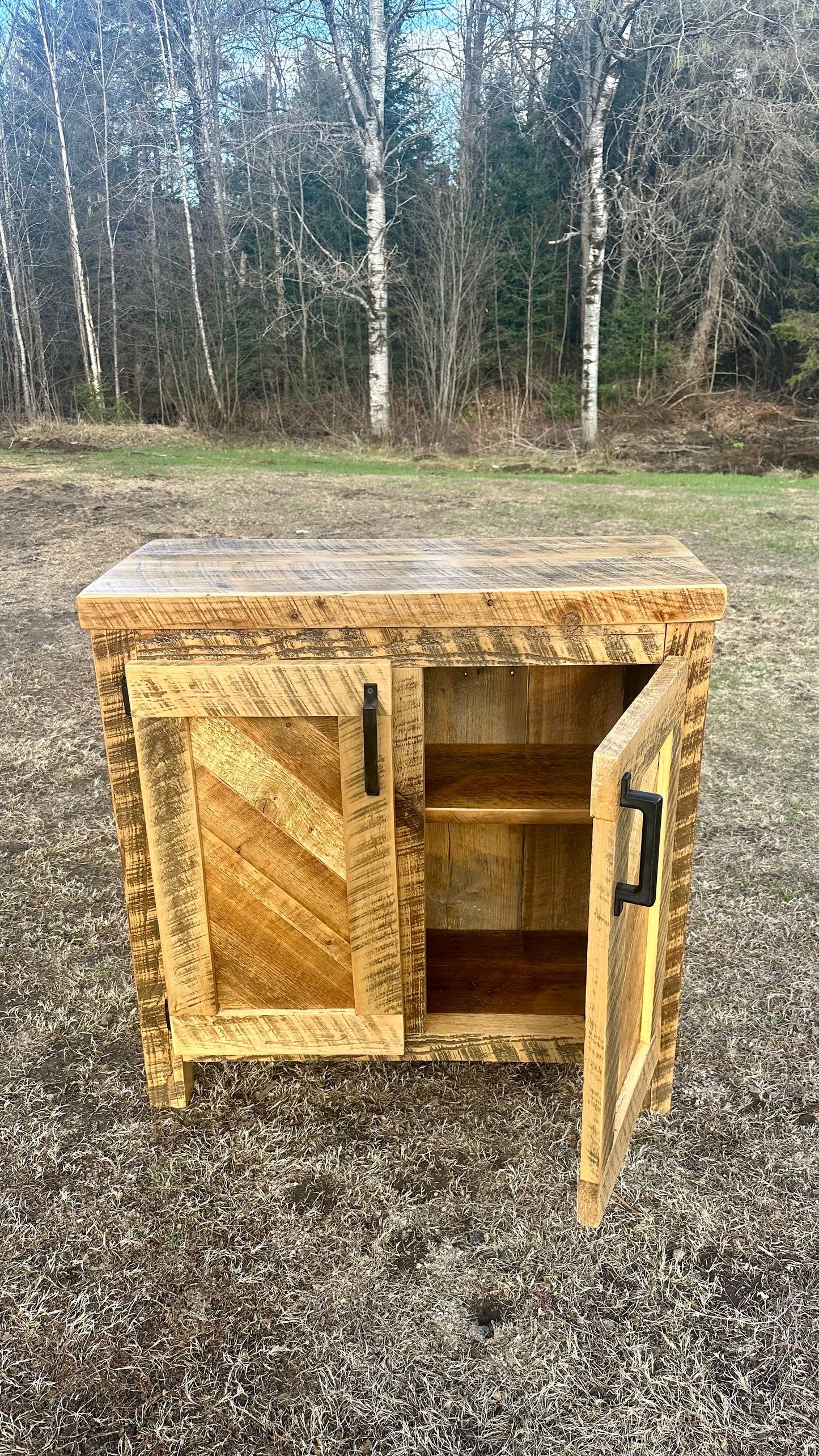 3' L Rustic Wood Bar / Kitchen Cabinet