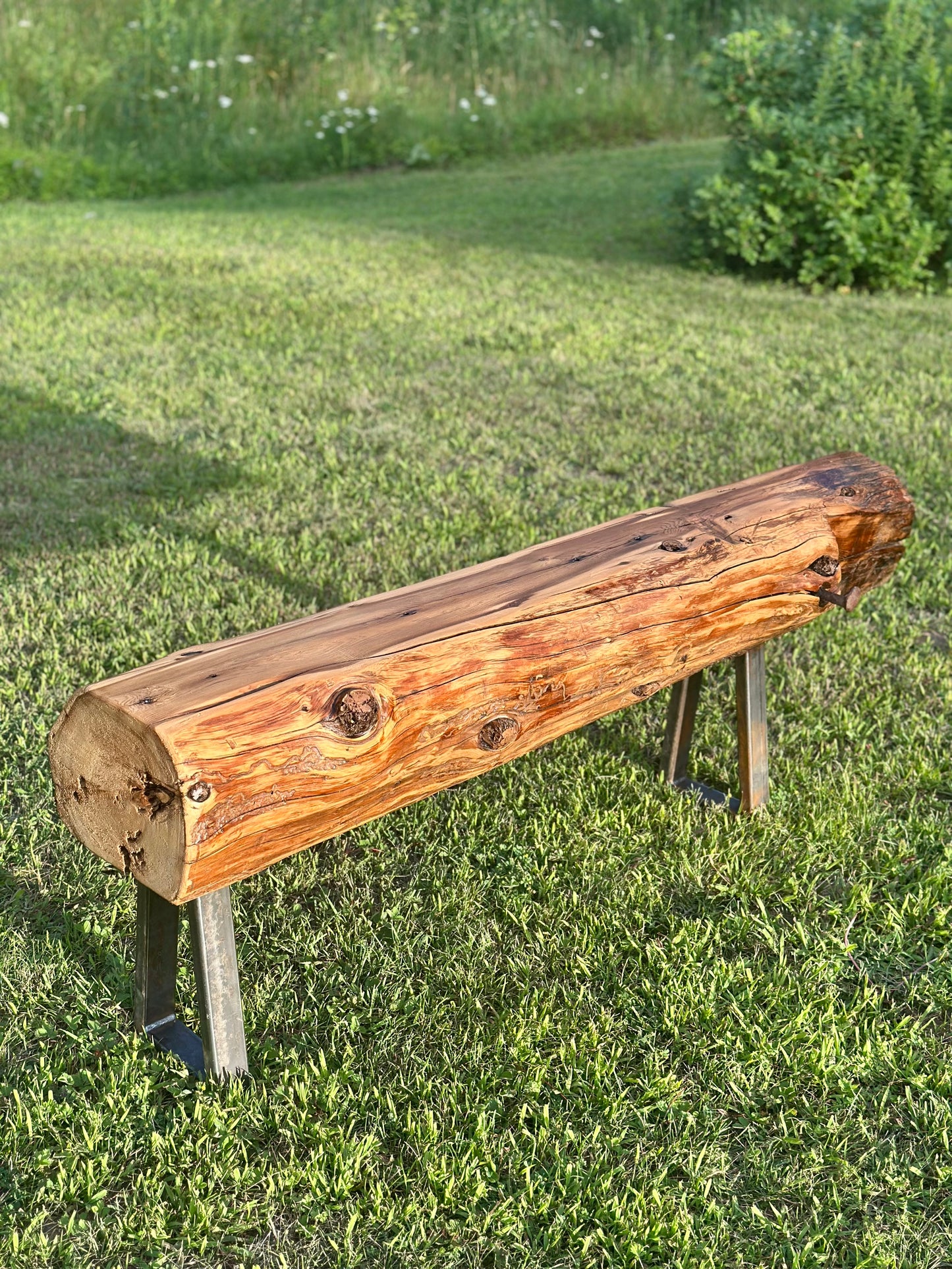 5’ L Rustic Reclaimed Cedar Wood Beam Bench