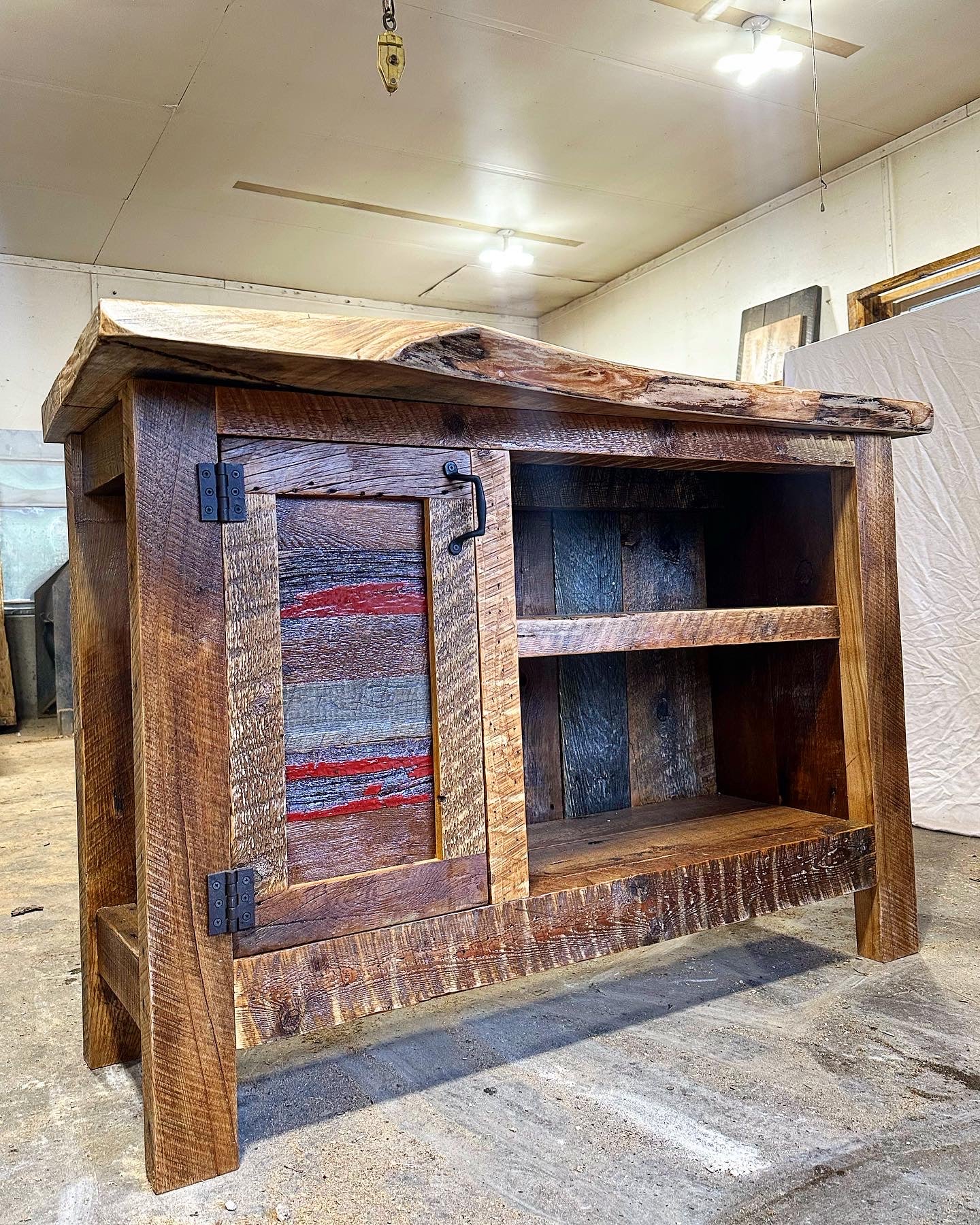4 1/2’ Rustic Reclaimed Wood Bar / Media Cabinet