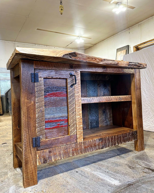4 1/2’ Rustic Reclaimed Wood Bar / Media Cabinet