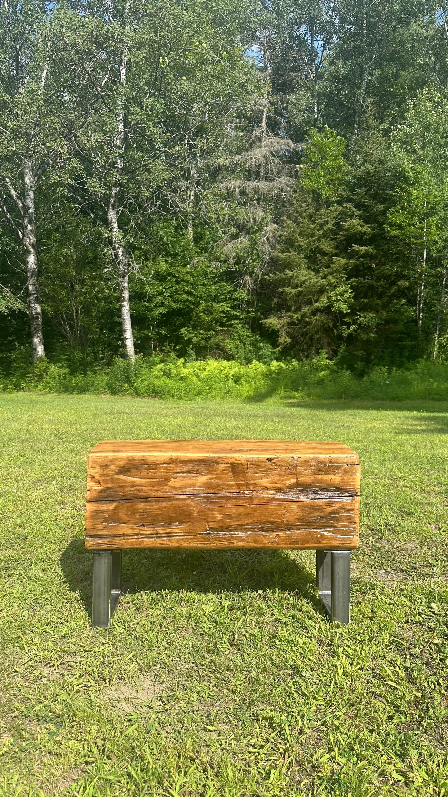 2.5' L Rustic Wood Beam Bench