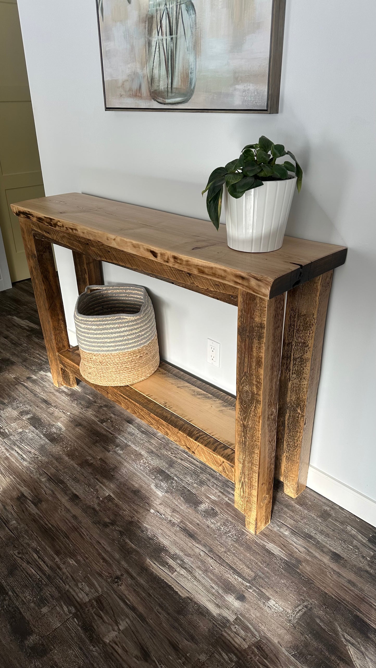 4 1/2’ L Rustic Reclaimed + Live Edge Wood Table