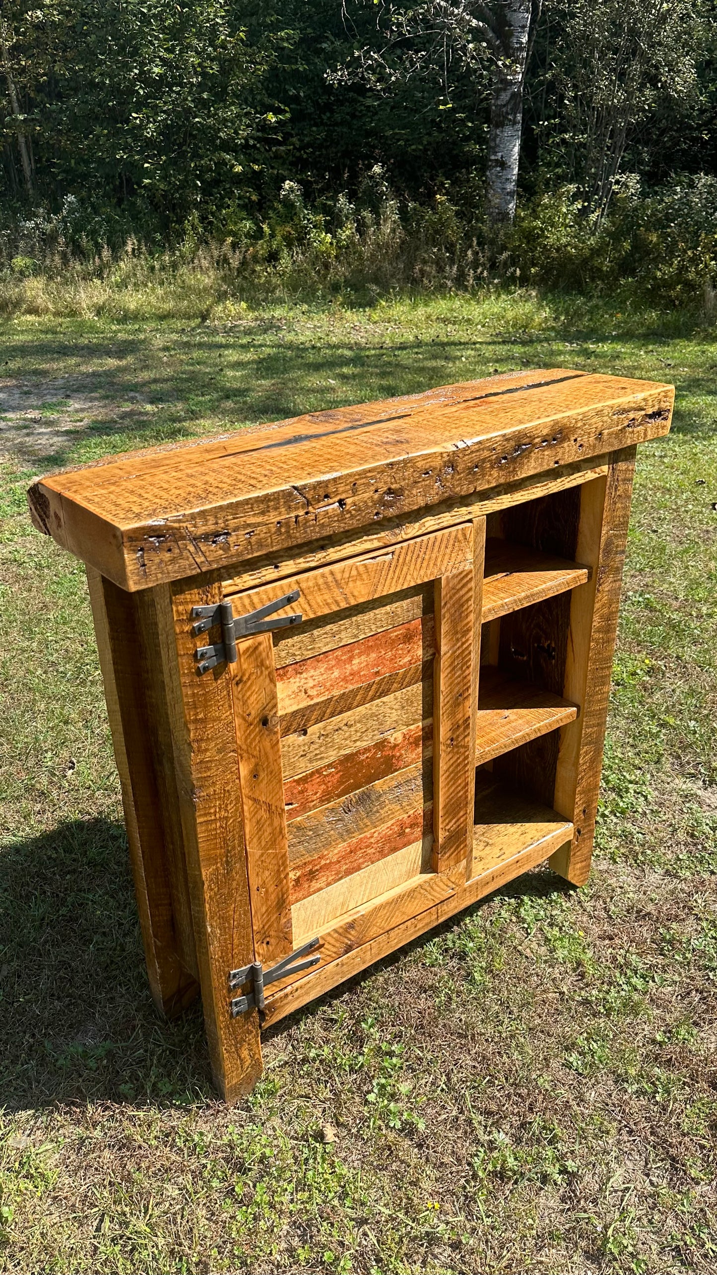 34” L Rustic Wood Bar Cabinet