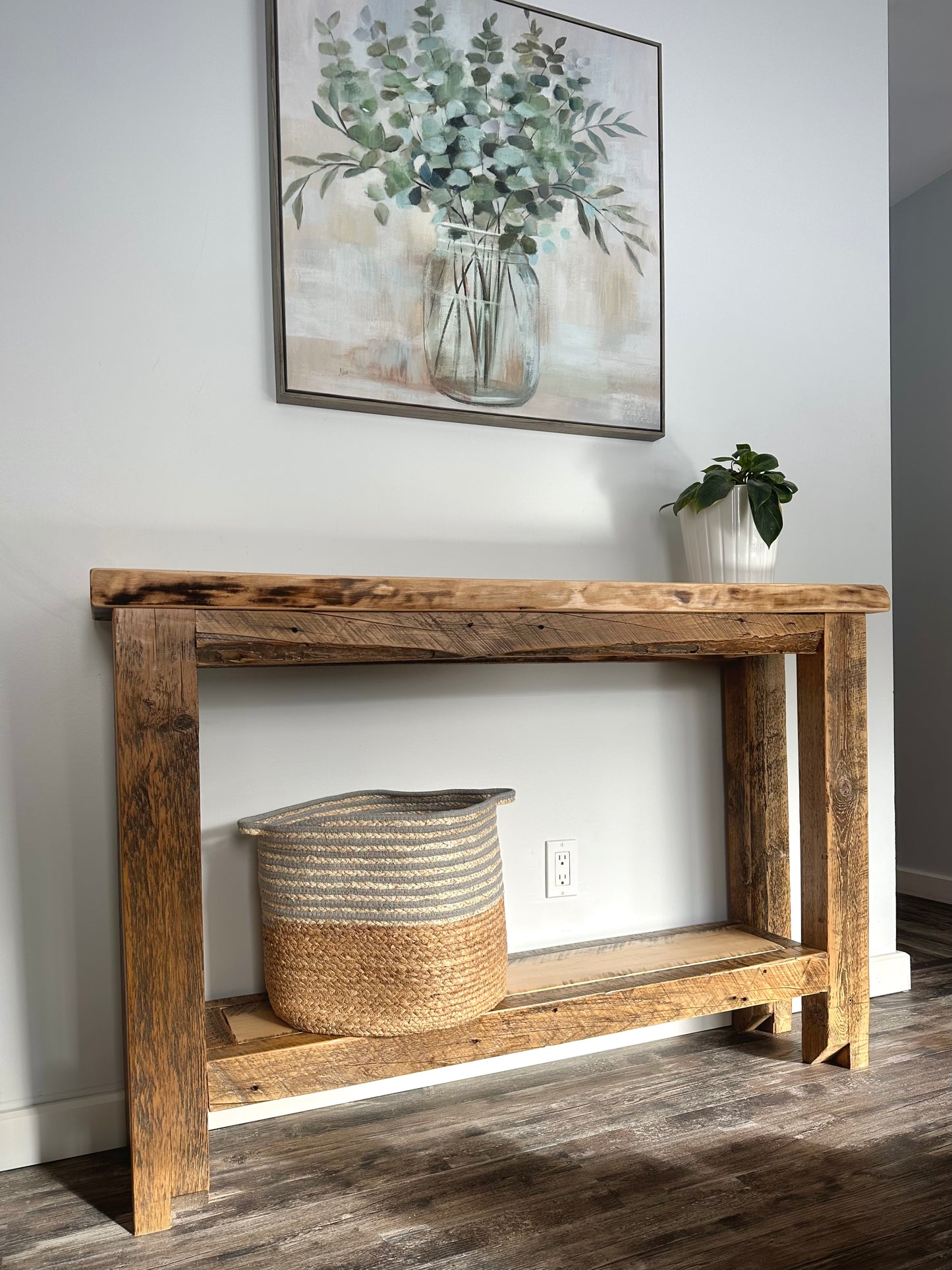 4 1/2’ L Rustic Reclaimed + Live Edge Wood Table