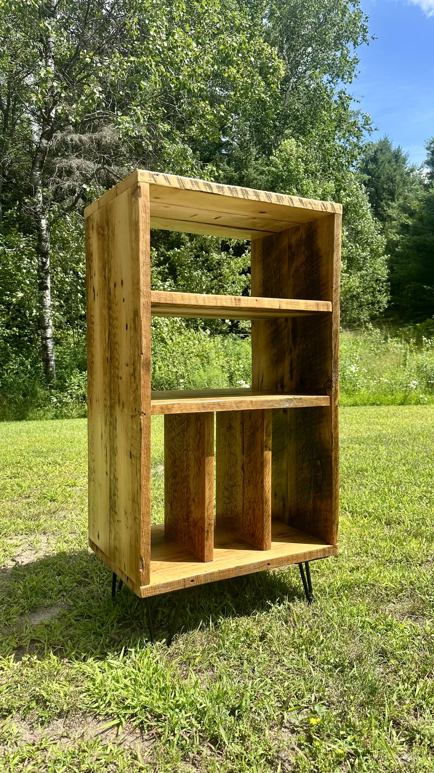 Rustic Wood Media Tower / Bookcase