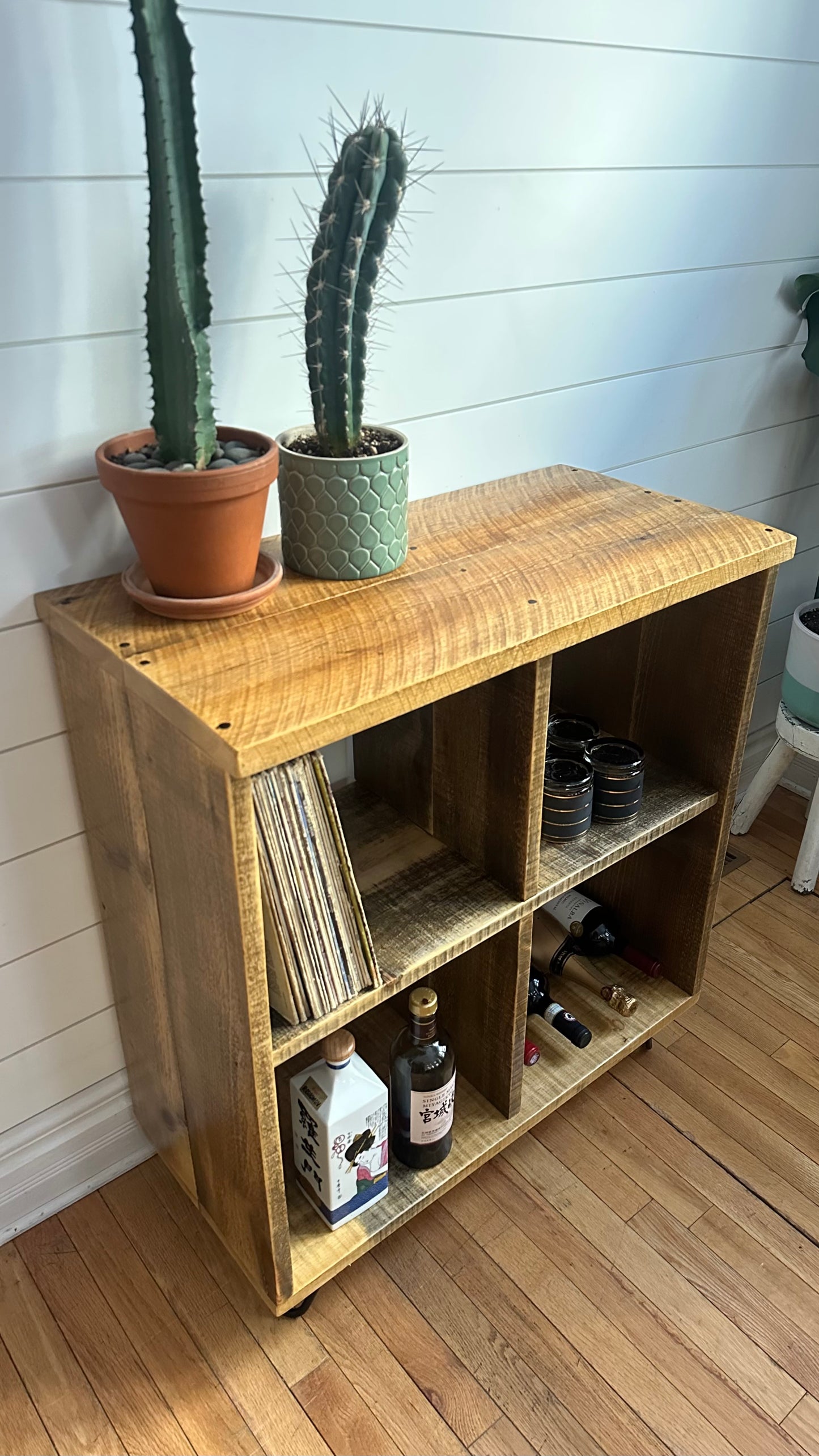 30” L Rustic Wood Cube Table