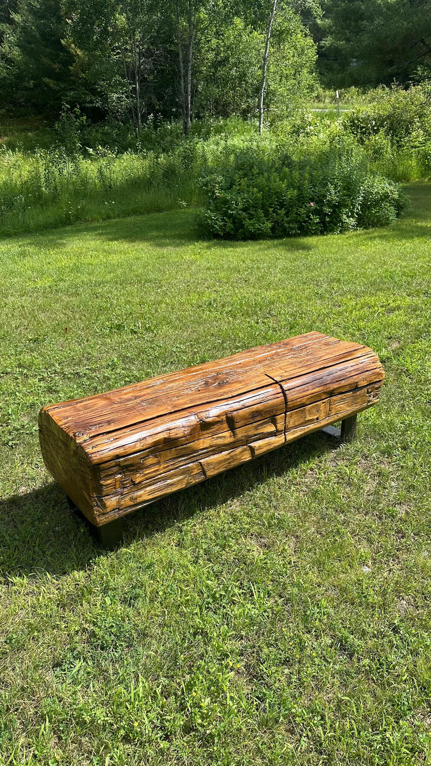 4’ L Rustic Reclaimed Barn Wood Beam Bench / Coffee Table