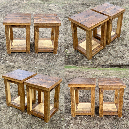 2 x Rustic Wood Side Tables / Night Stands