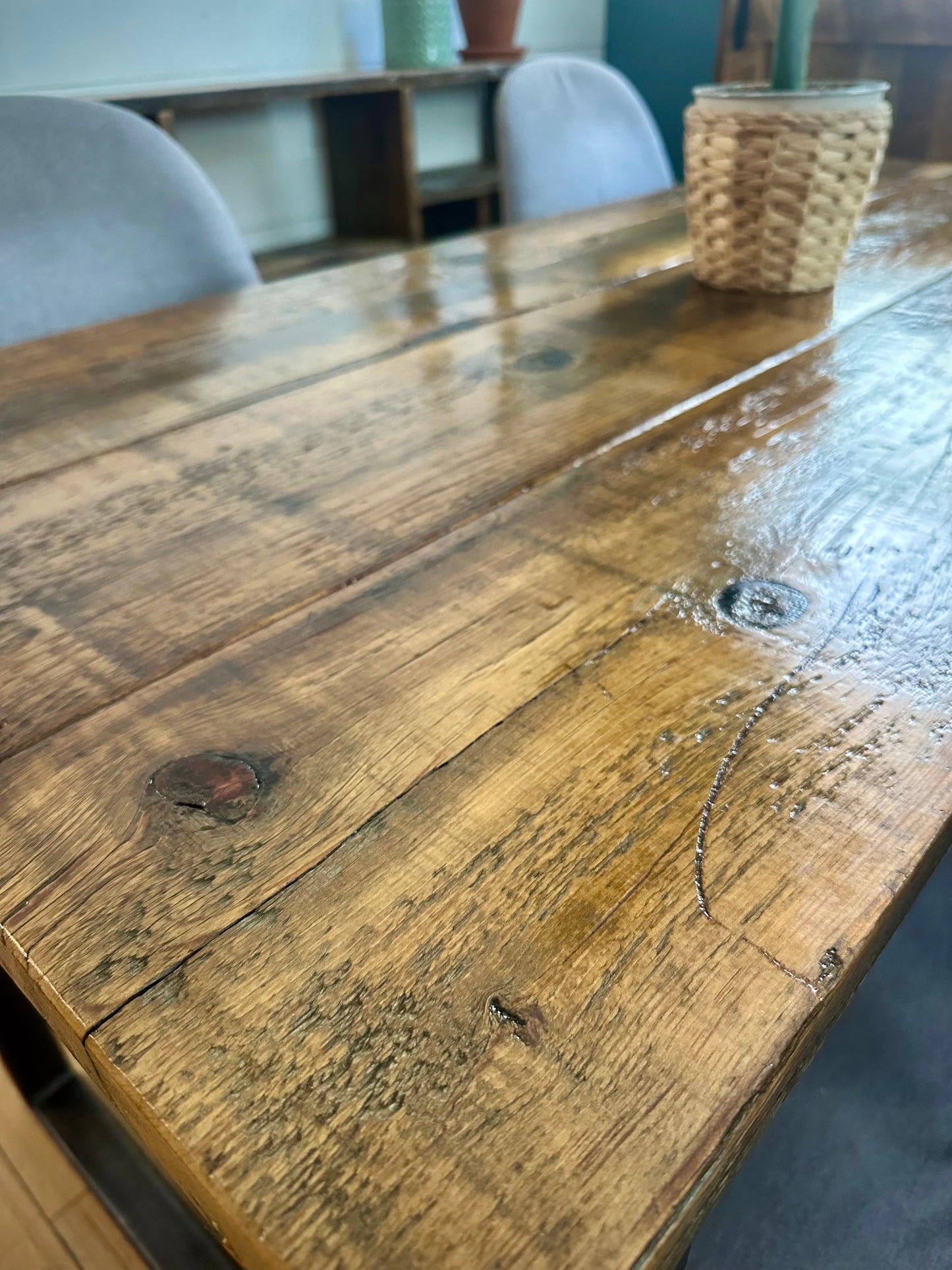 5’ L Rustic Wood + Steel Dining Table (or Desk)