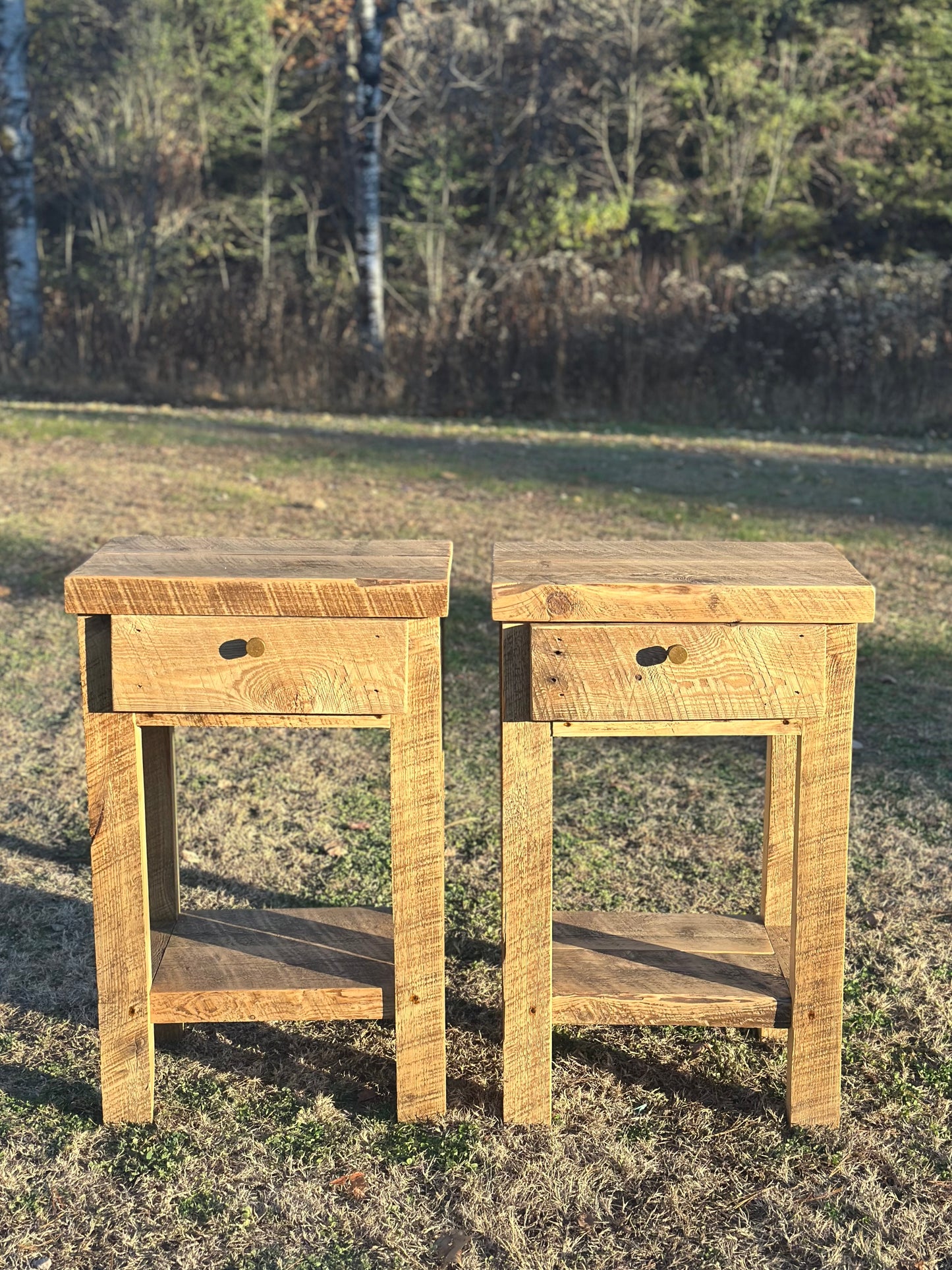 Set of 2 Rustic Reclaimed Wood Night Stands