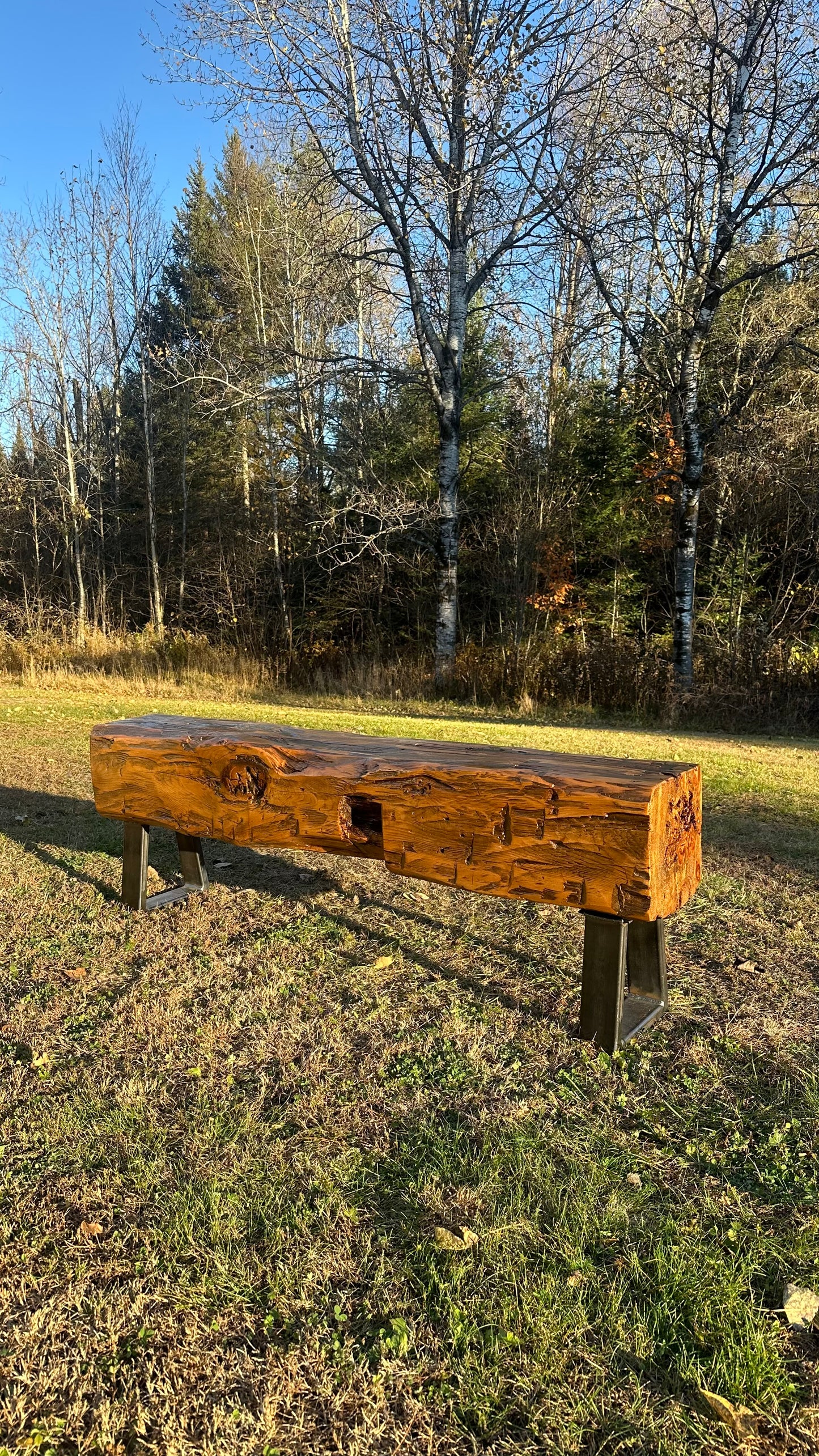 5’ Rustic Reclaimed Wood + Steel Bench