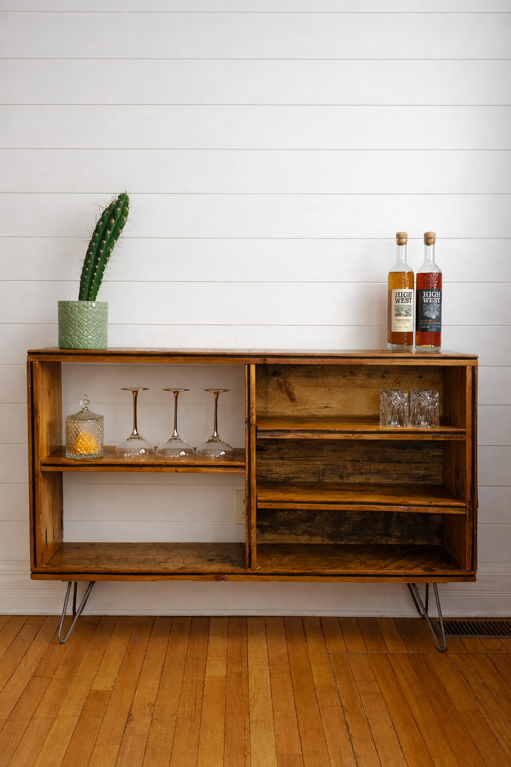 4’ L Rustic Wood Table on Hairpin Legs