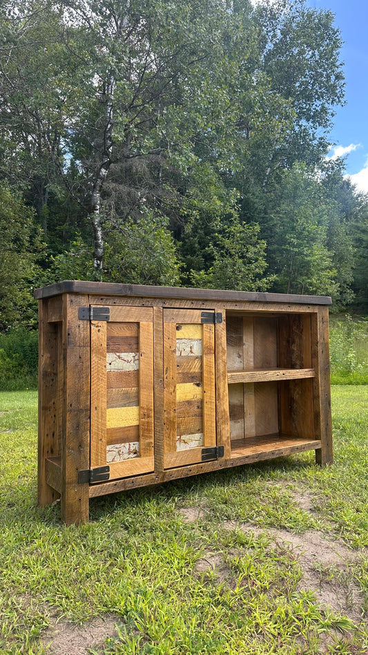 5’ L Rustic Wood Bar / Media Cabinet