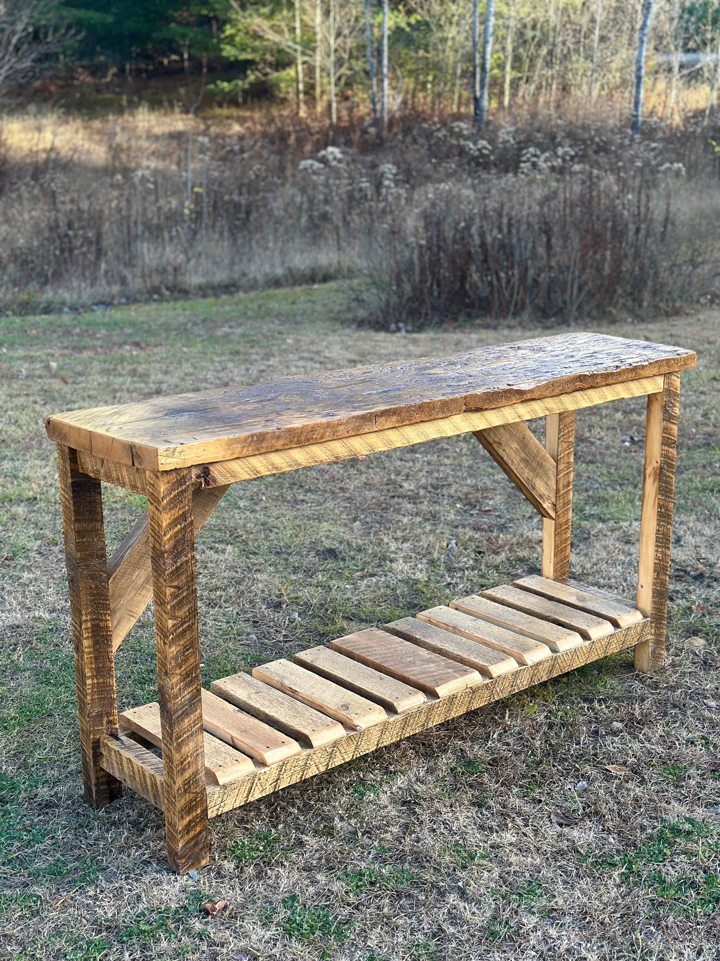 5 1/2’ L Rustic Reclaimed Wood Console / Bar Table