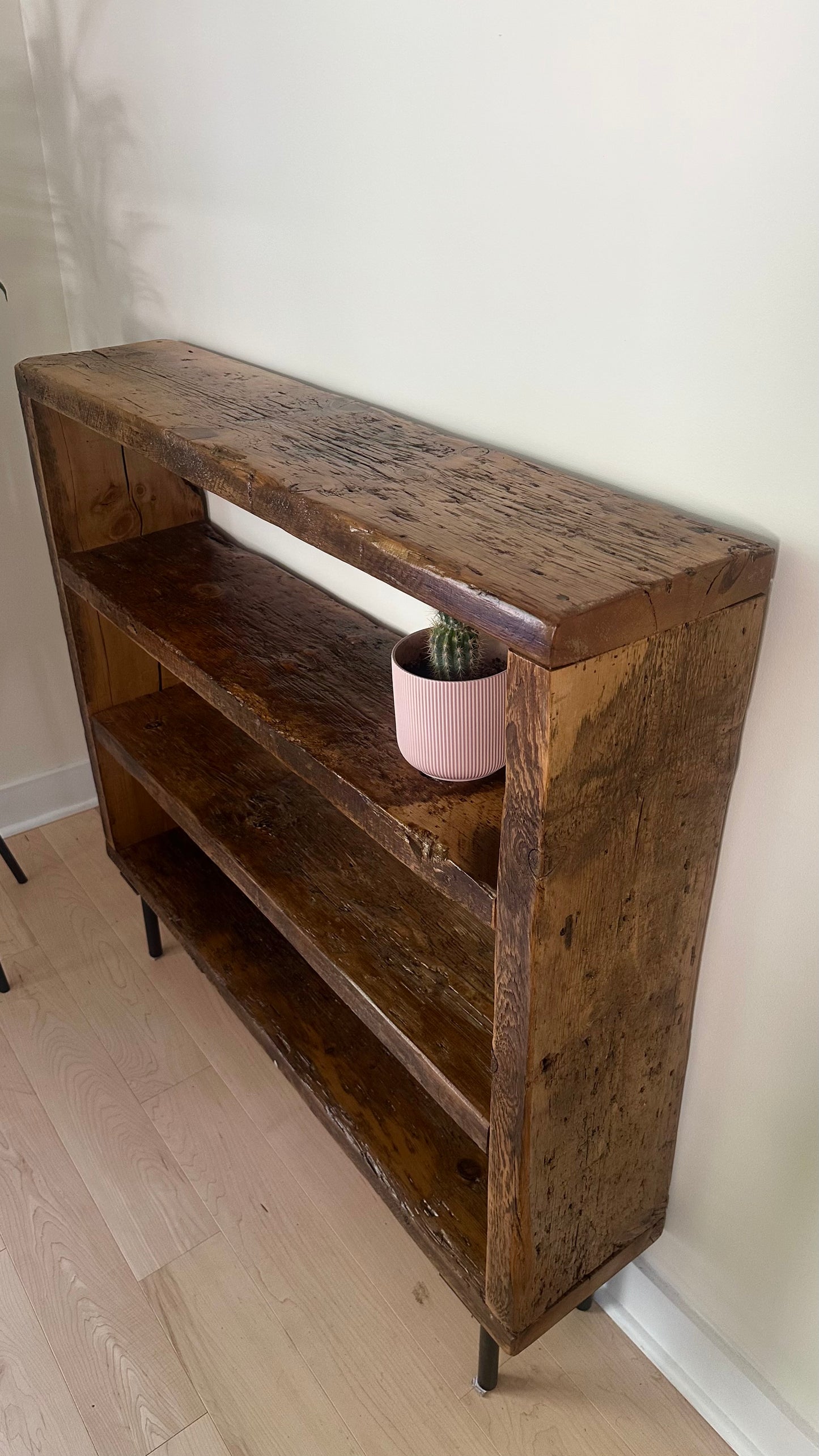 4’ L Rustic Reclaimed Wood Bookcase / Shelf